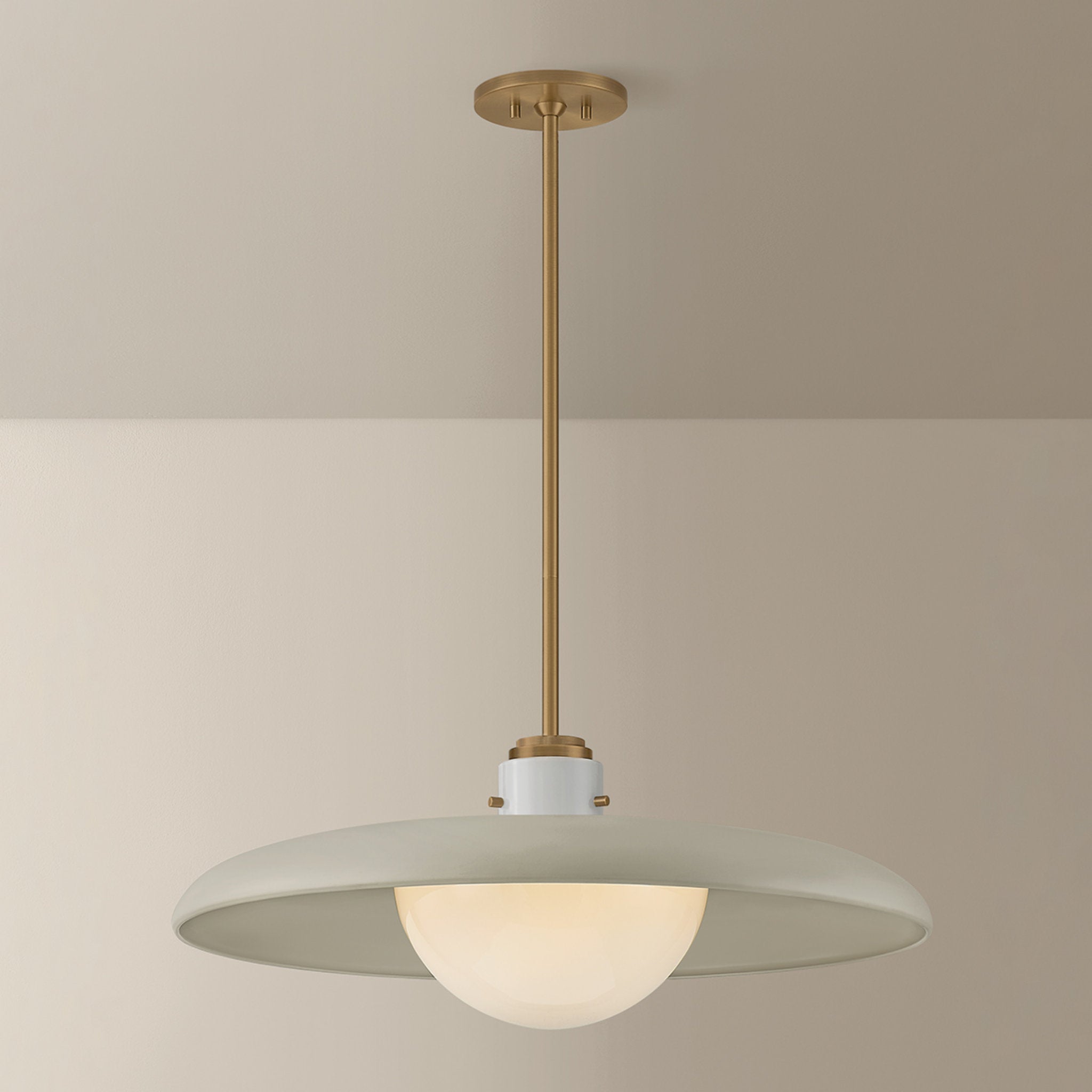 Gustavo 1-Light Pendant in Patina Brass 28W x 10.75H