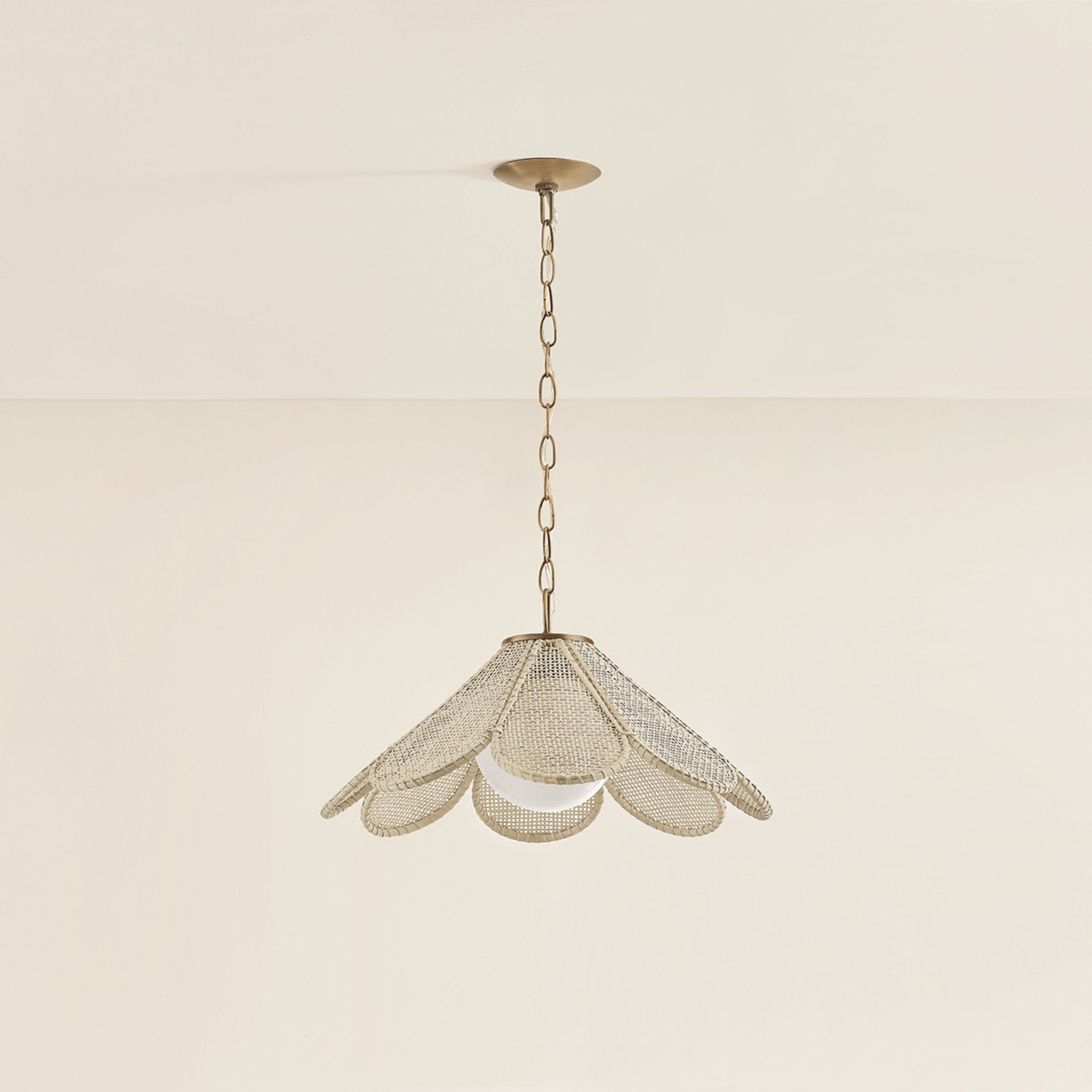 Petal 1-Light Pendant in Patina Brass by Lauren Liess 24W x 12.5H