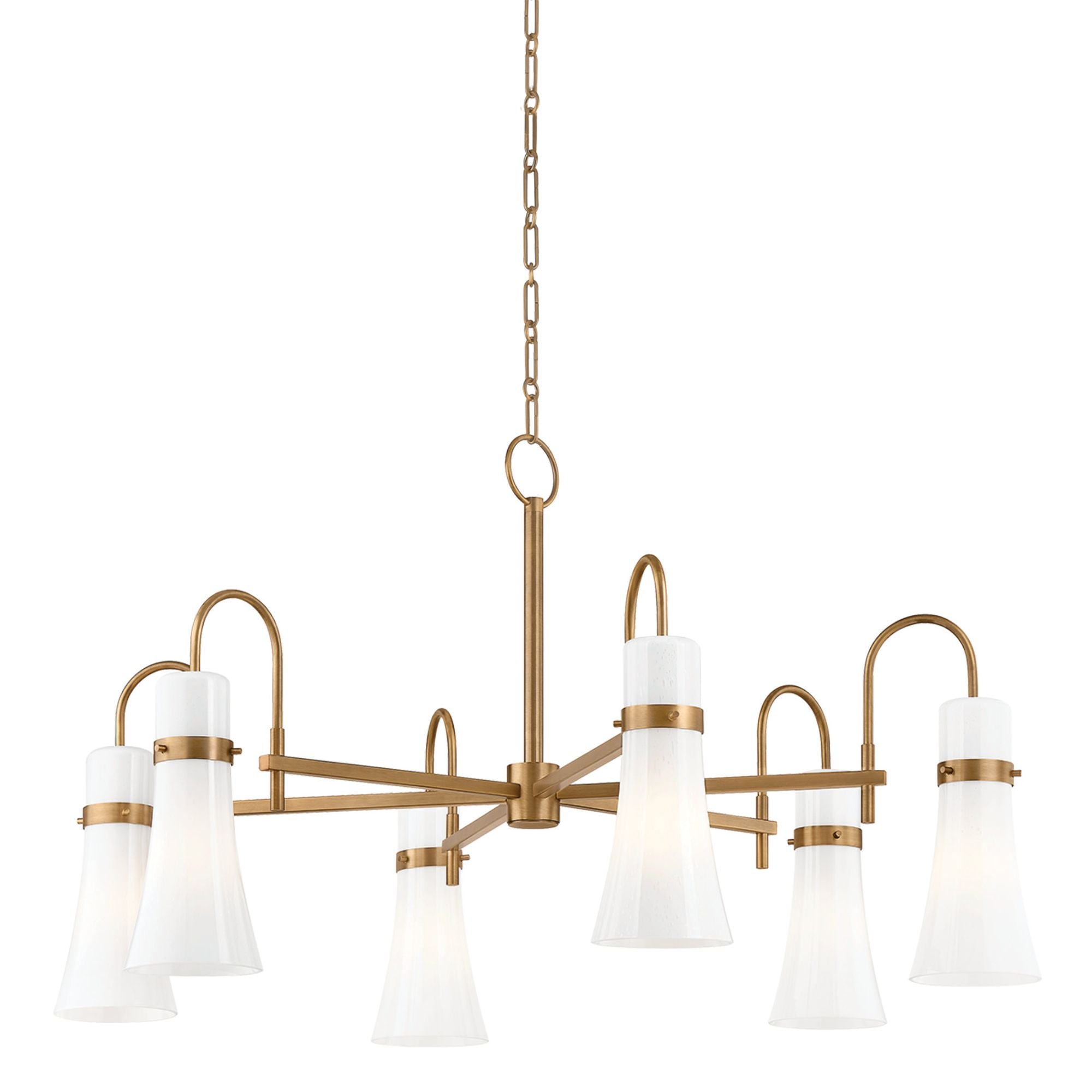 Maple Chandelier 6-Light LED in  Patina Brass 38L x 38W x 21.5H