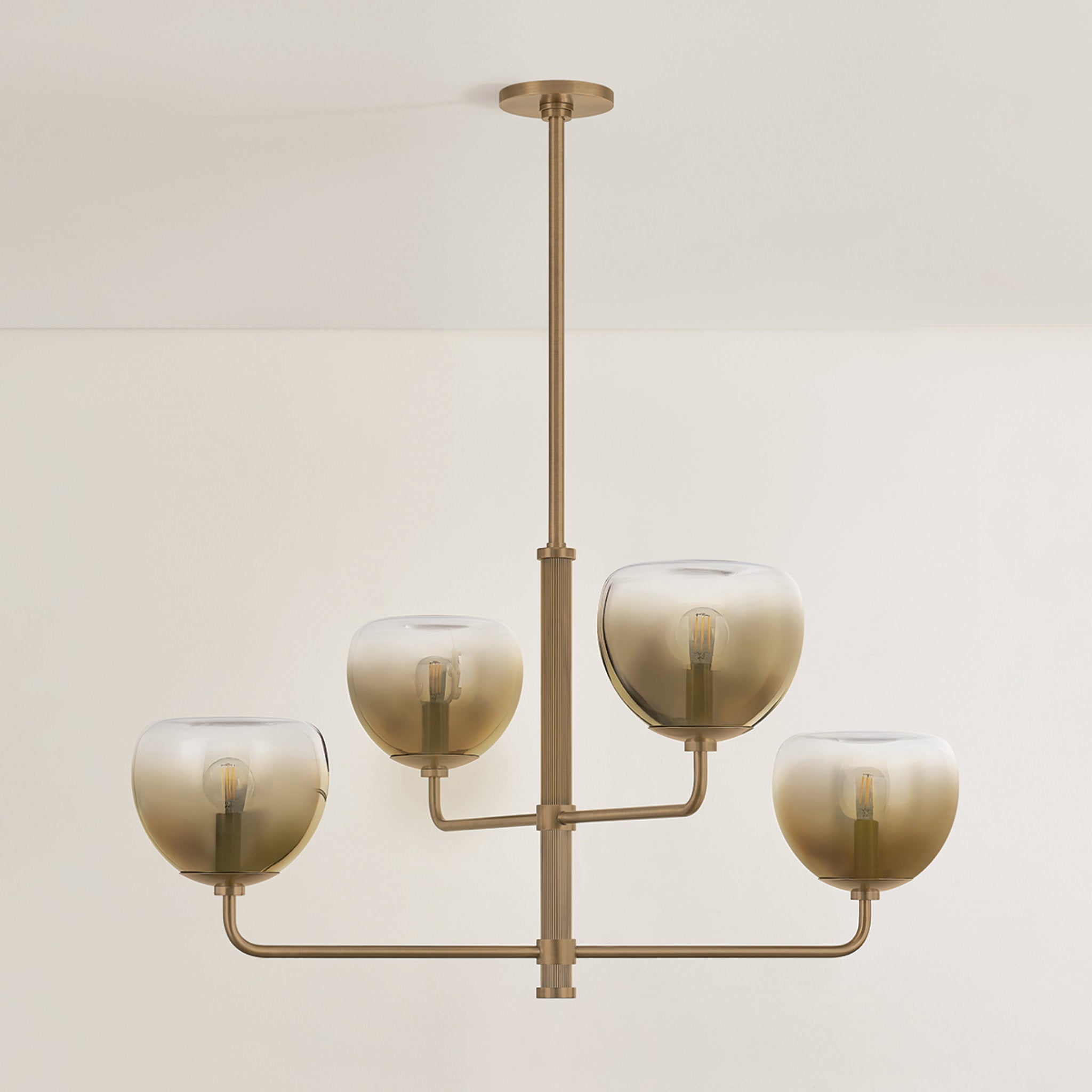 August 4-Light Chandelier in Patina Brass 34W x 17.25H
