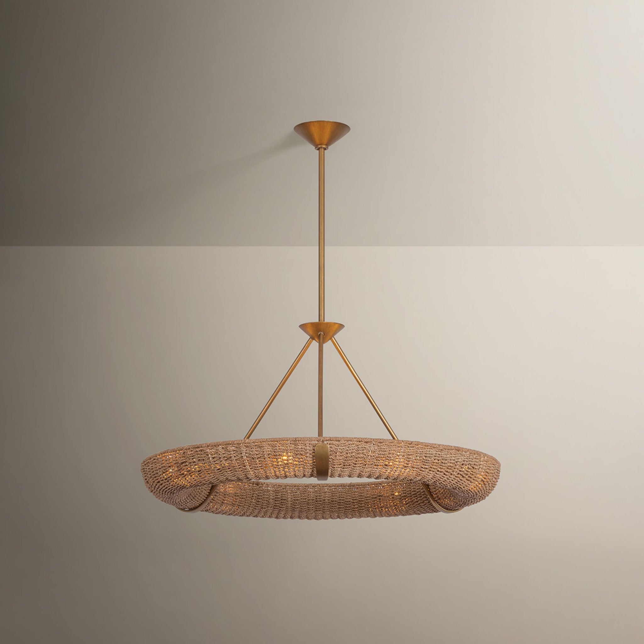Floyd 9-Light Chandelier in Patina Gold Leaf 36W x 18.25H