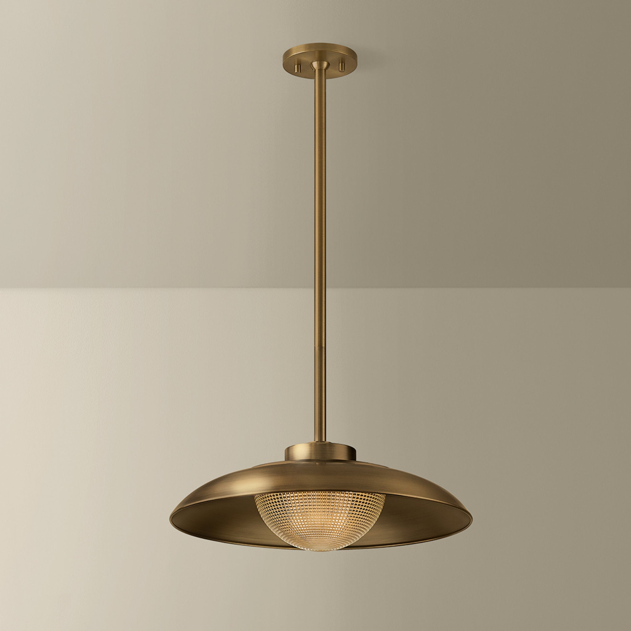 Braxton 1-Light Pendant in Patina Brass 18W x 6.5H