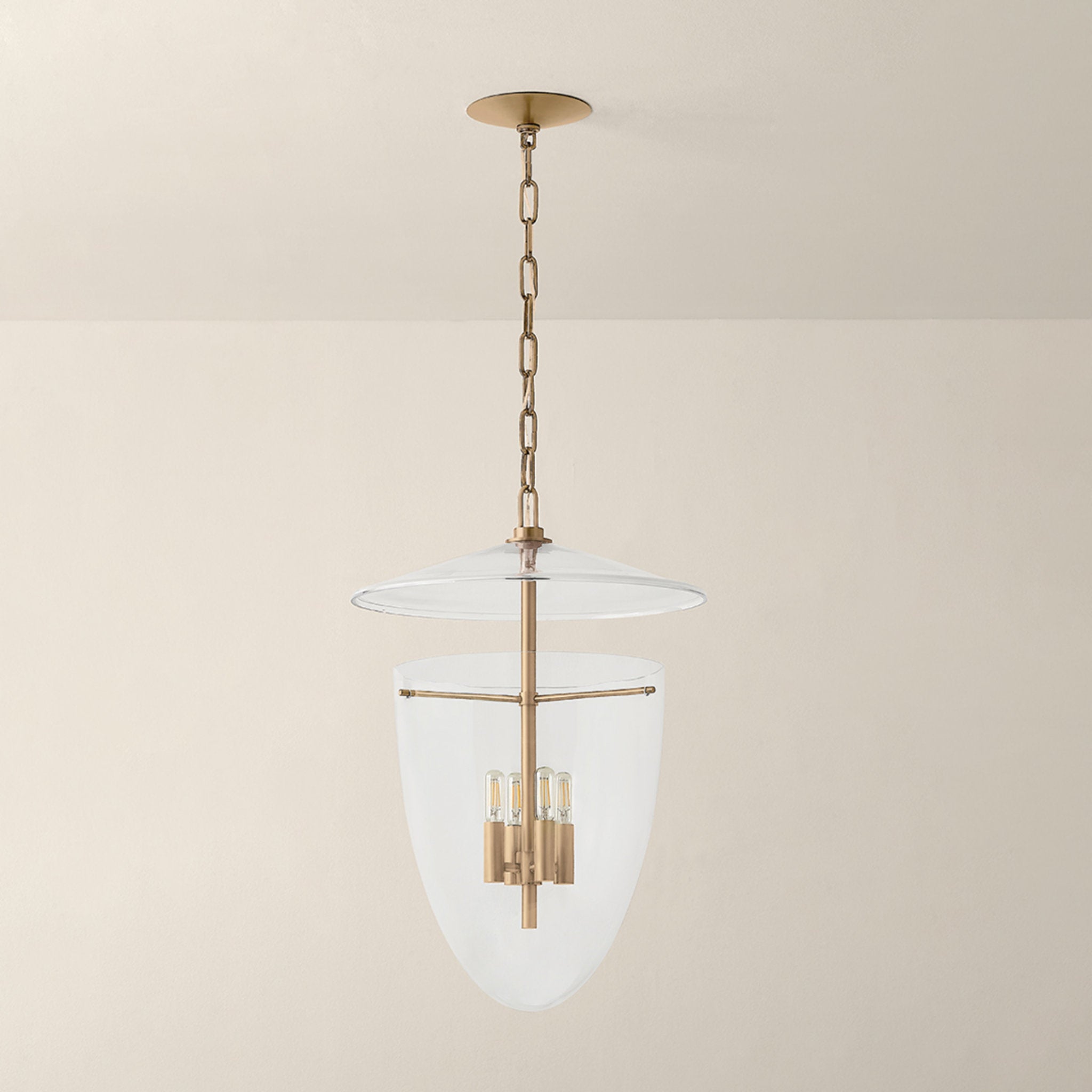 Tully 4-Light Lantern in Patina Brass 17.75W x 26H