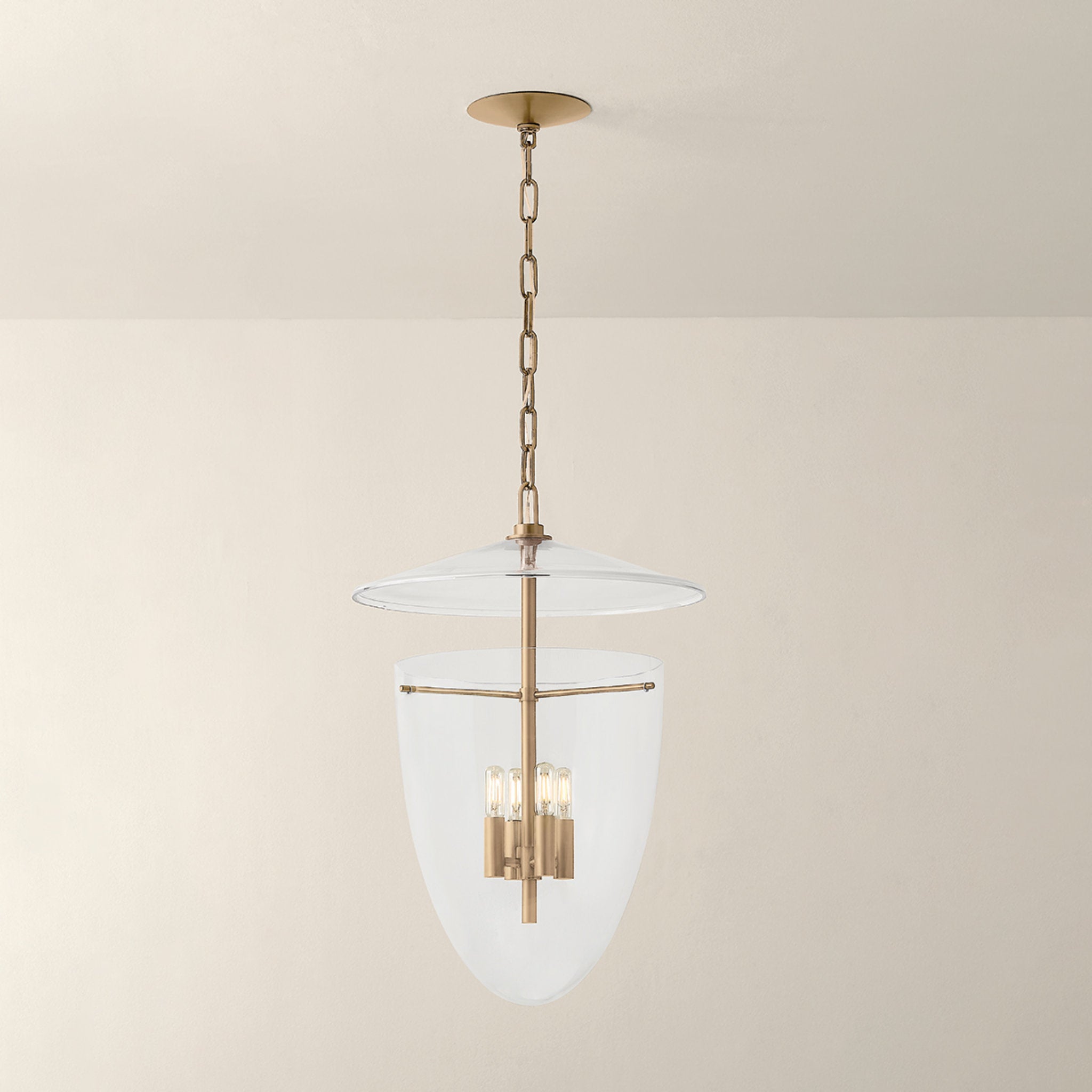 Tully 4-Light Lantern in Patina Brass 17.75W x 26H