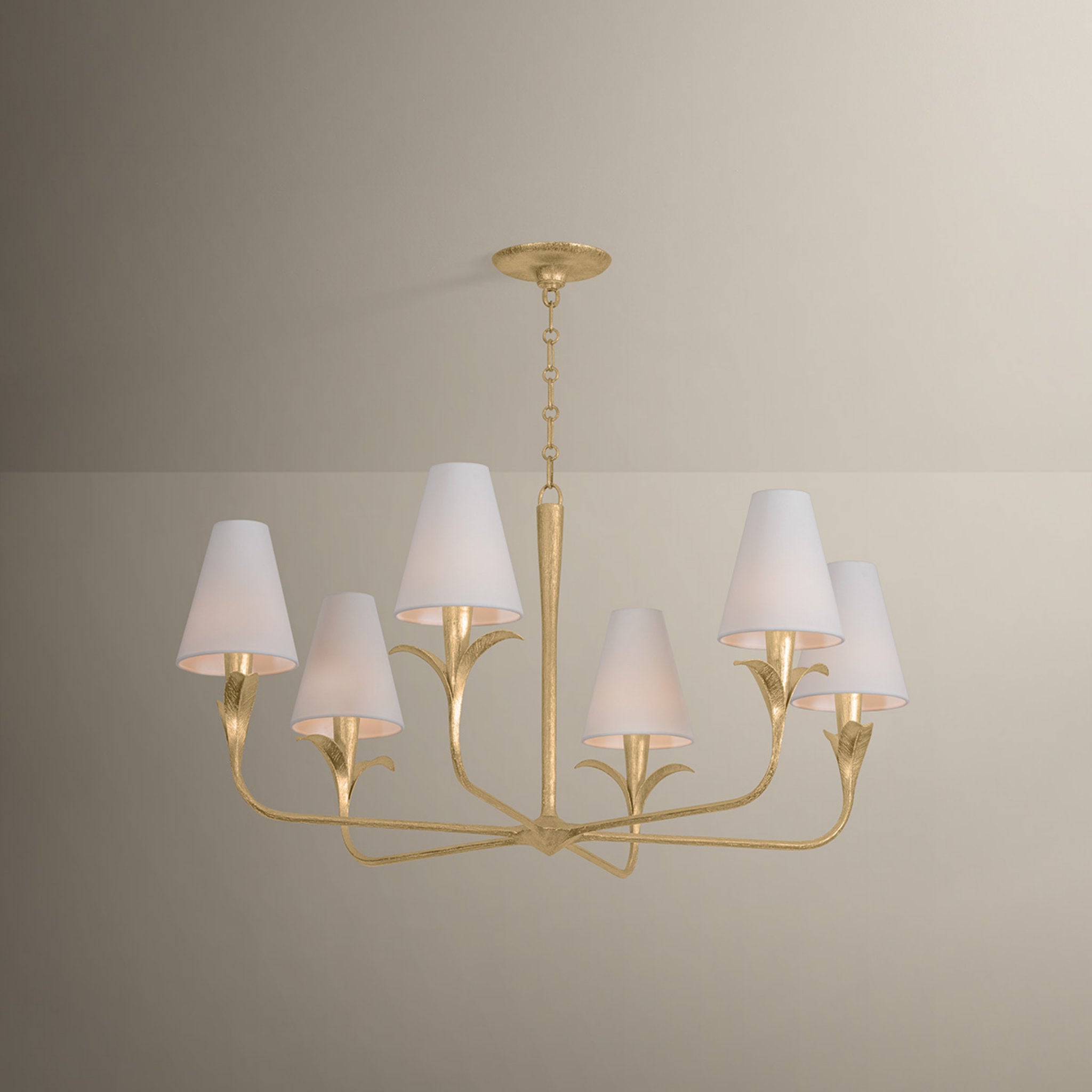 Quill 6-Light Chandelier in Gilded Ivory 40W x 20.25H
