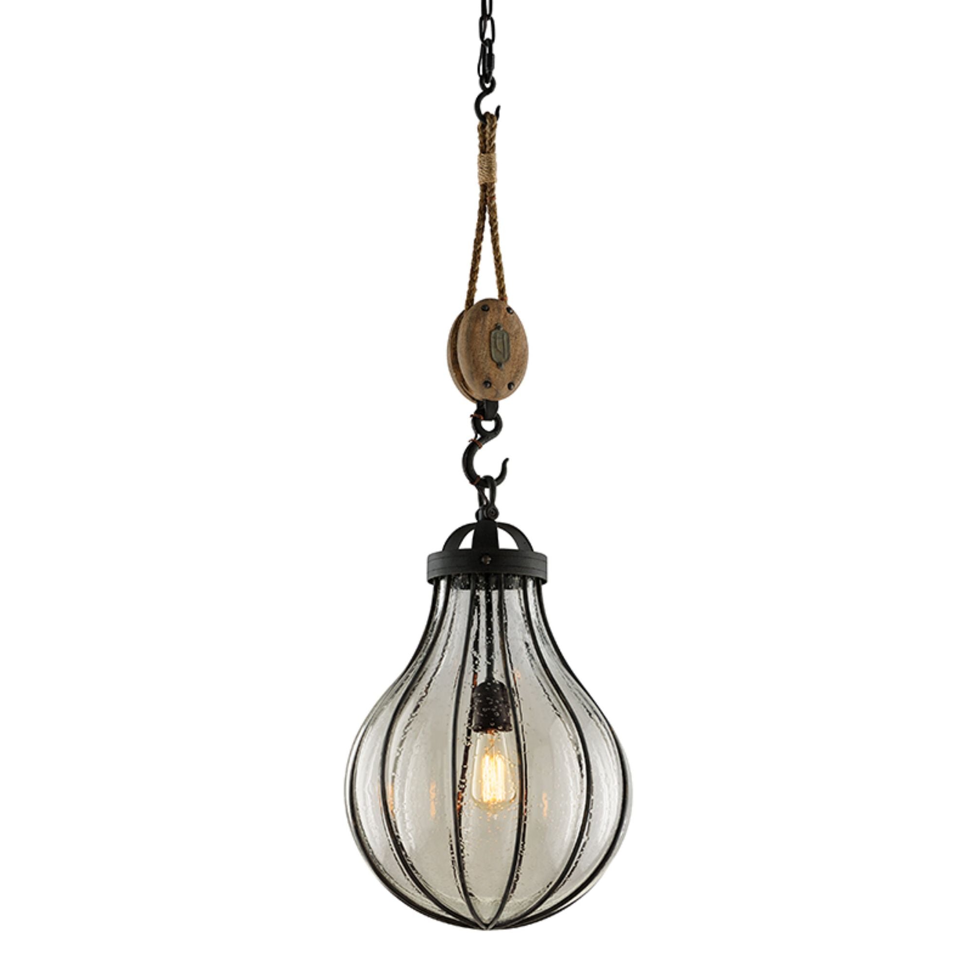 Murphy 1-Light Pendant in Forged Iron 13.5W x 40H