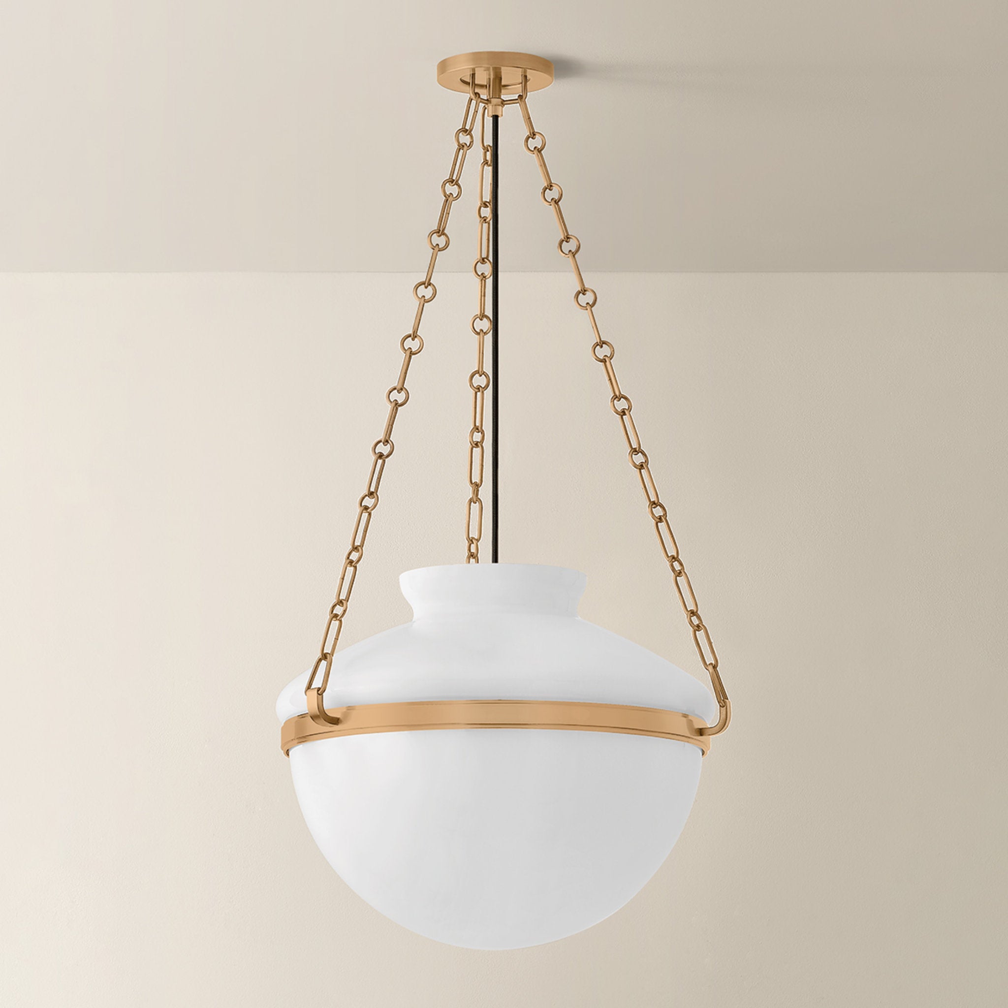 Paradigm 1-Light Pendant in Patina Brass by Lauren Liess 19W x 14.5H