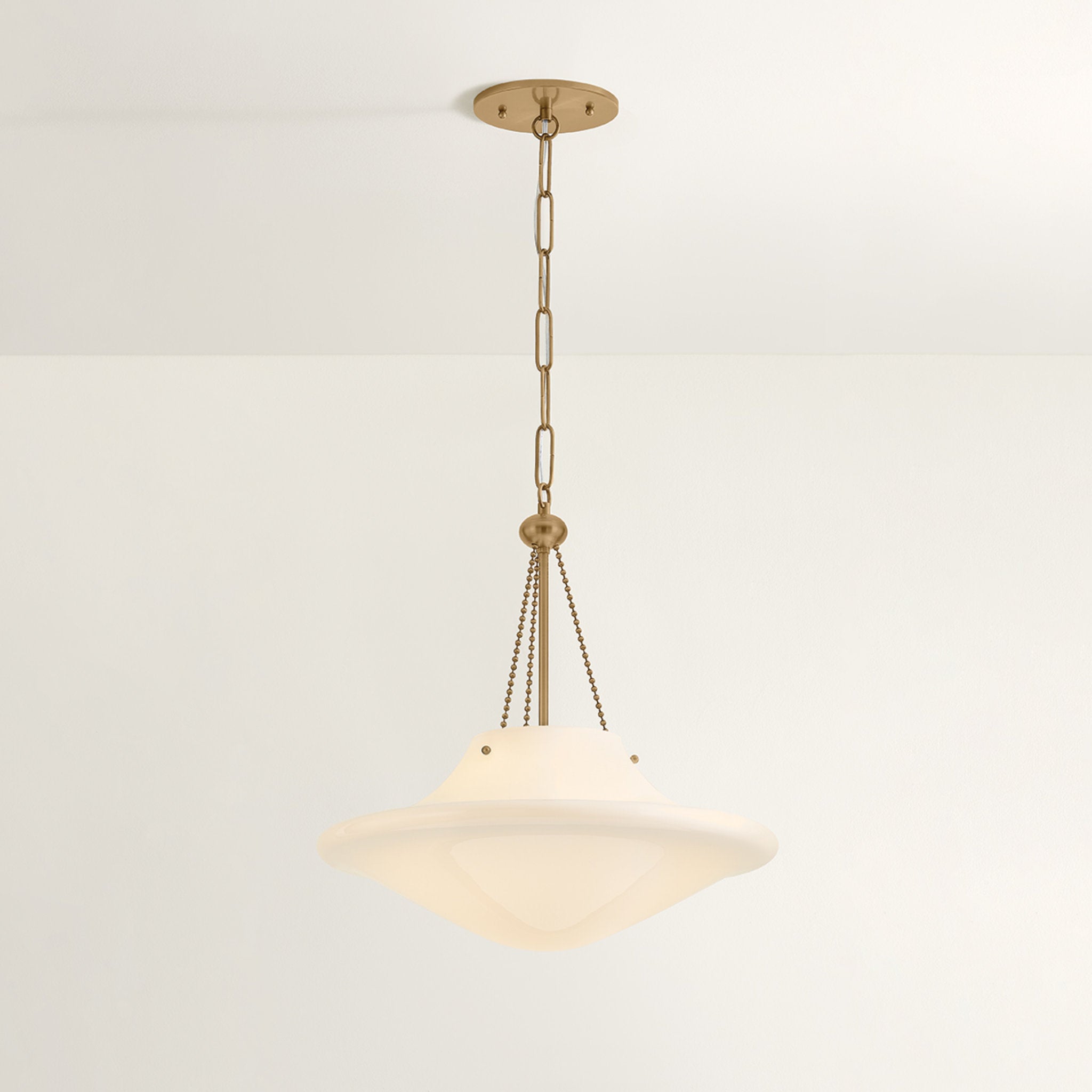 Era 1-Light Pendant in Patina Brass by Lauren Liess 18W x 17.75H