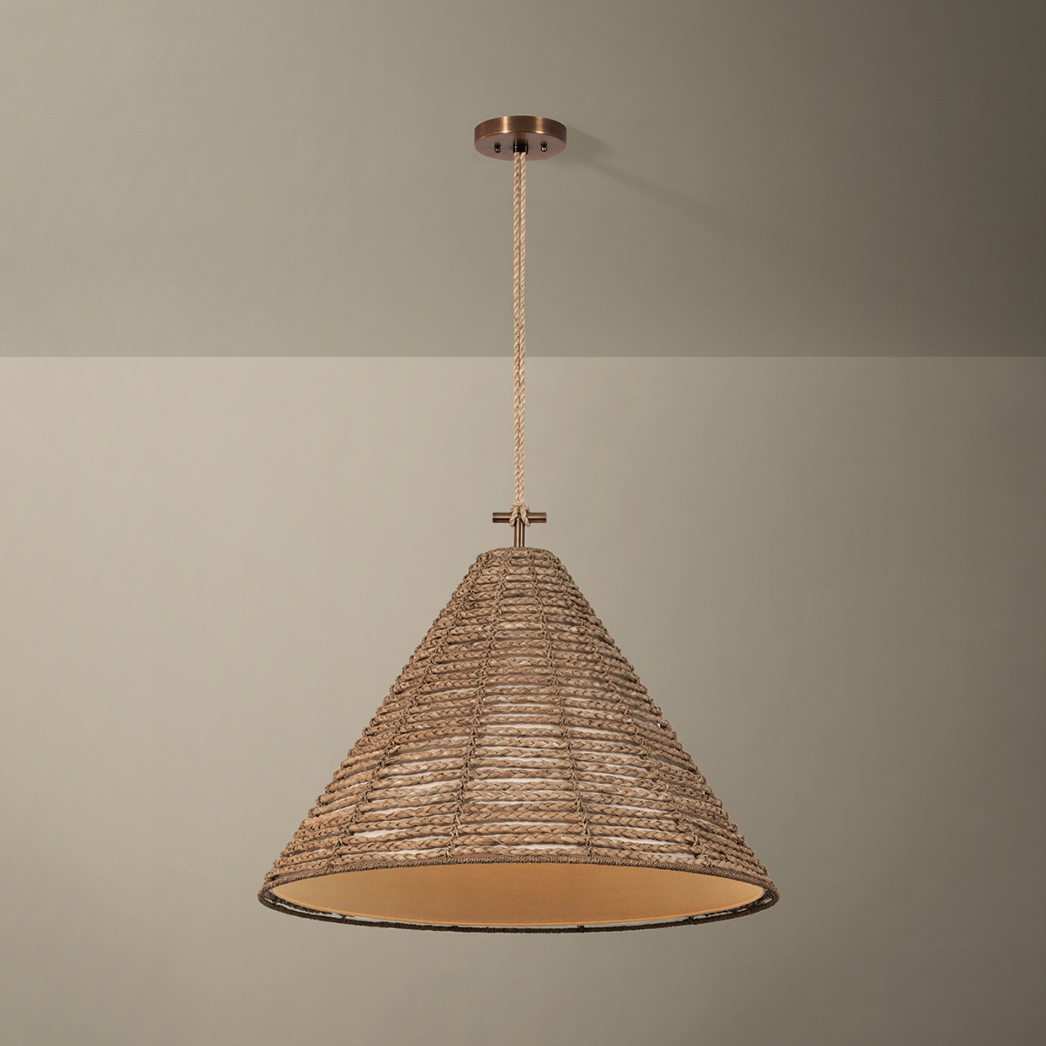 Redwood 1-Light Pendant in Patina Brass 30W x 22.25H