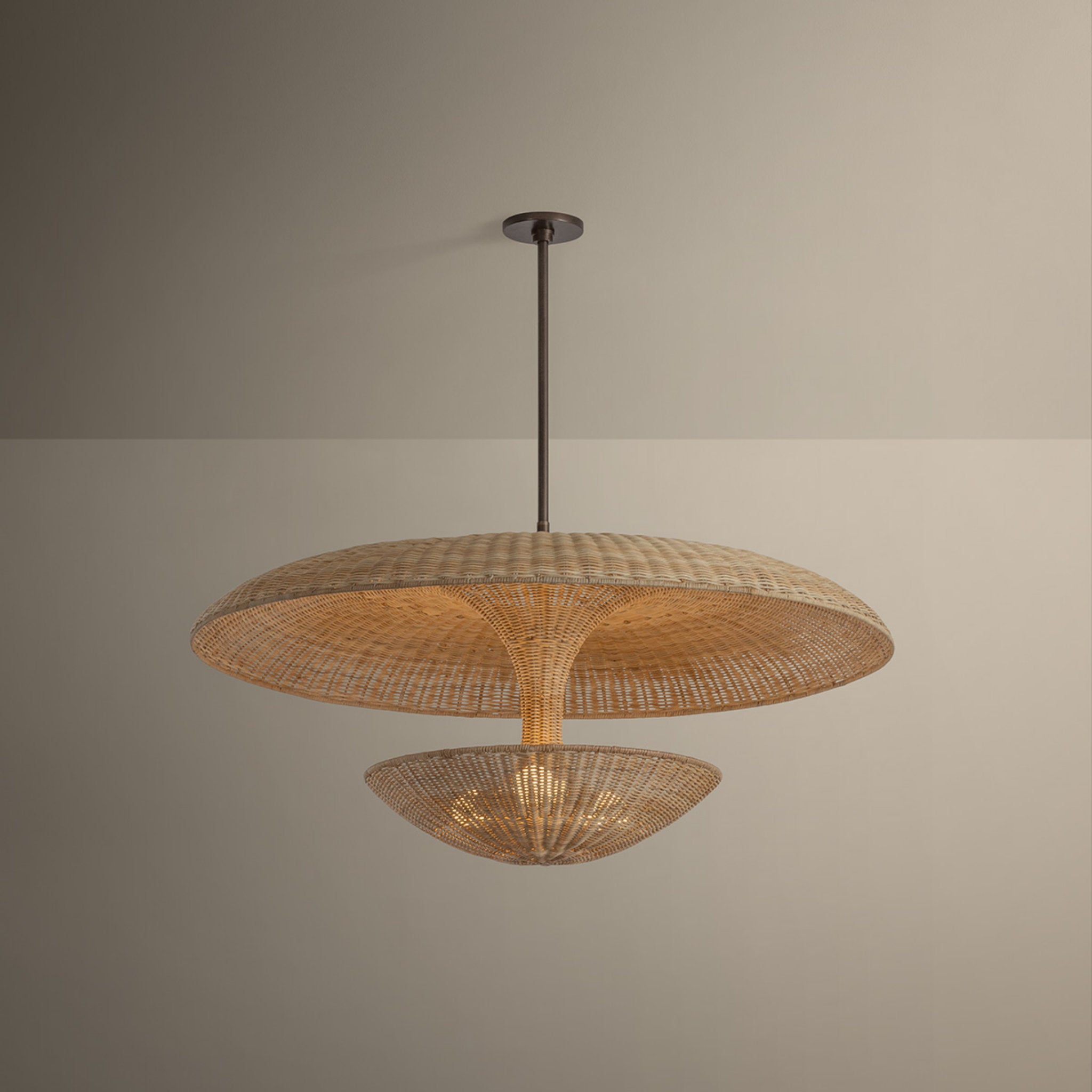 Draco 3-Light Pendant in Bronze Leaf 40W x 20H