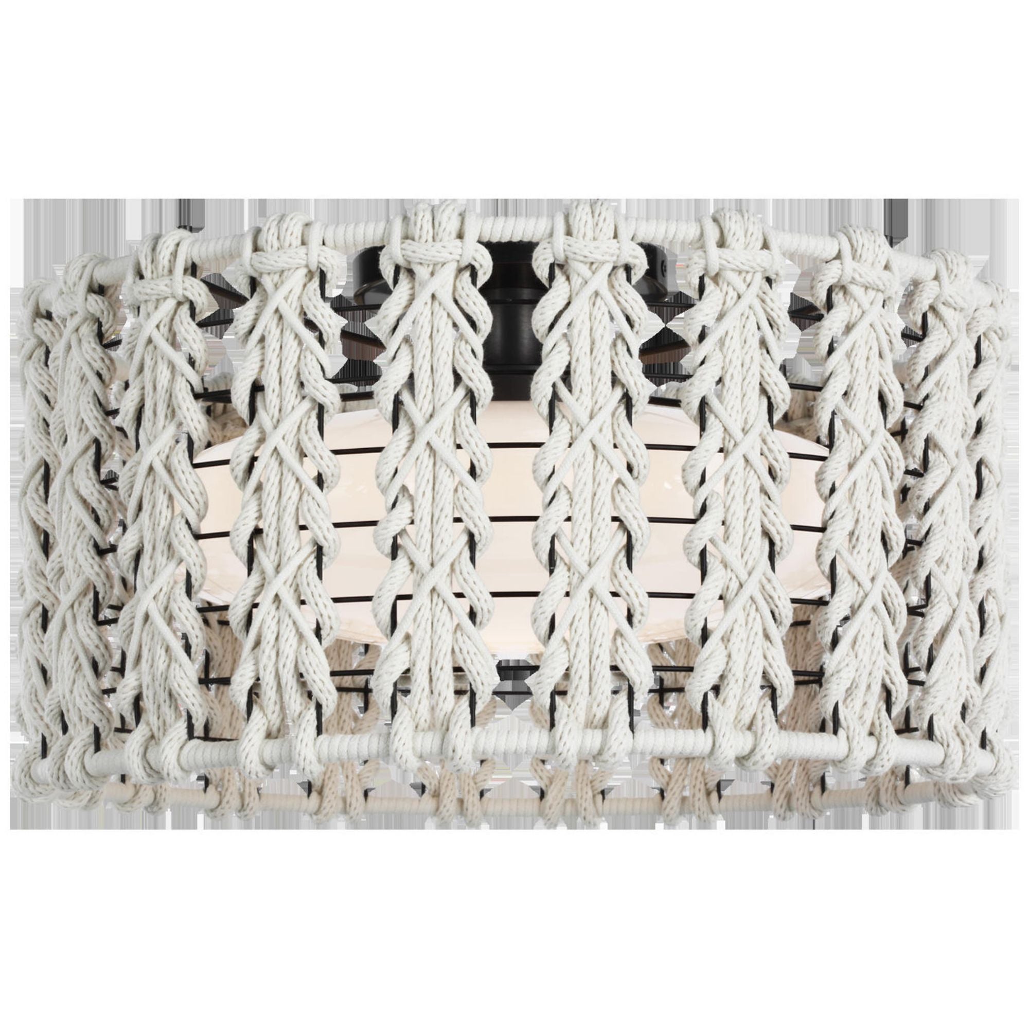 Fisher Weisman Catania 17" Flush Mount in Bronze with Cream Braided Rope Ceiling Light W17.25" x H9.5"