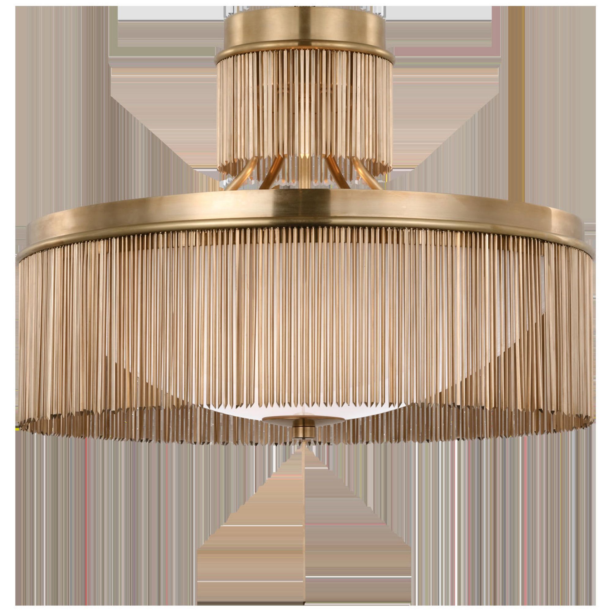 Fisher Weisman Sutton 21" Flush Mount in Antique-Burnished Brass with White Glass Ceiling Light W21" x H21"