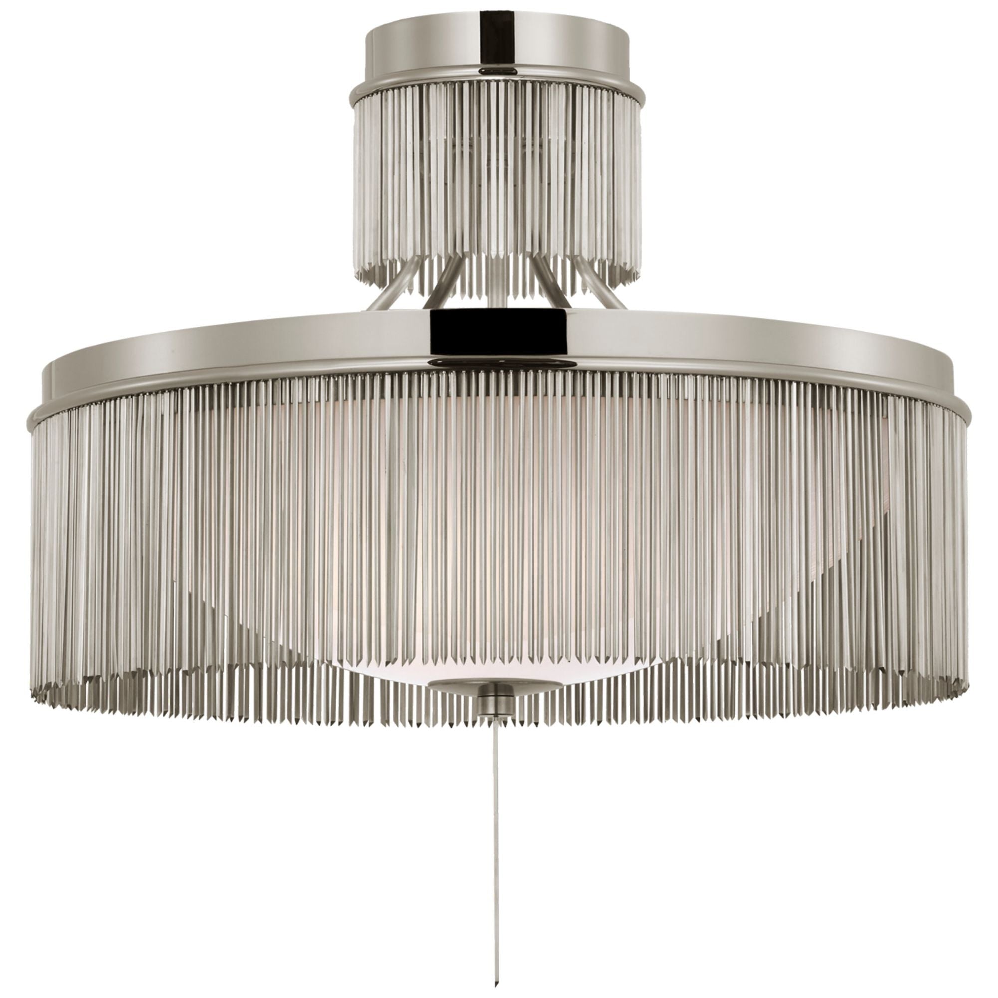 Fisher Weisman Sutton 21" Flush Mount in Polished Nickel with White Glass Ceiling Light W21" x H21"