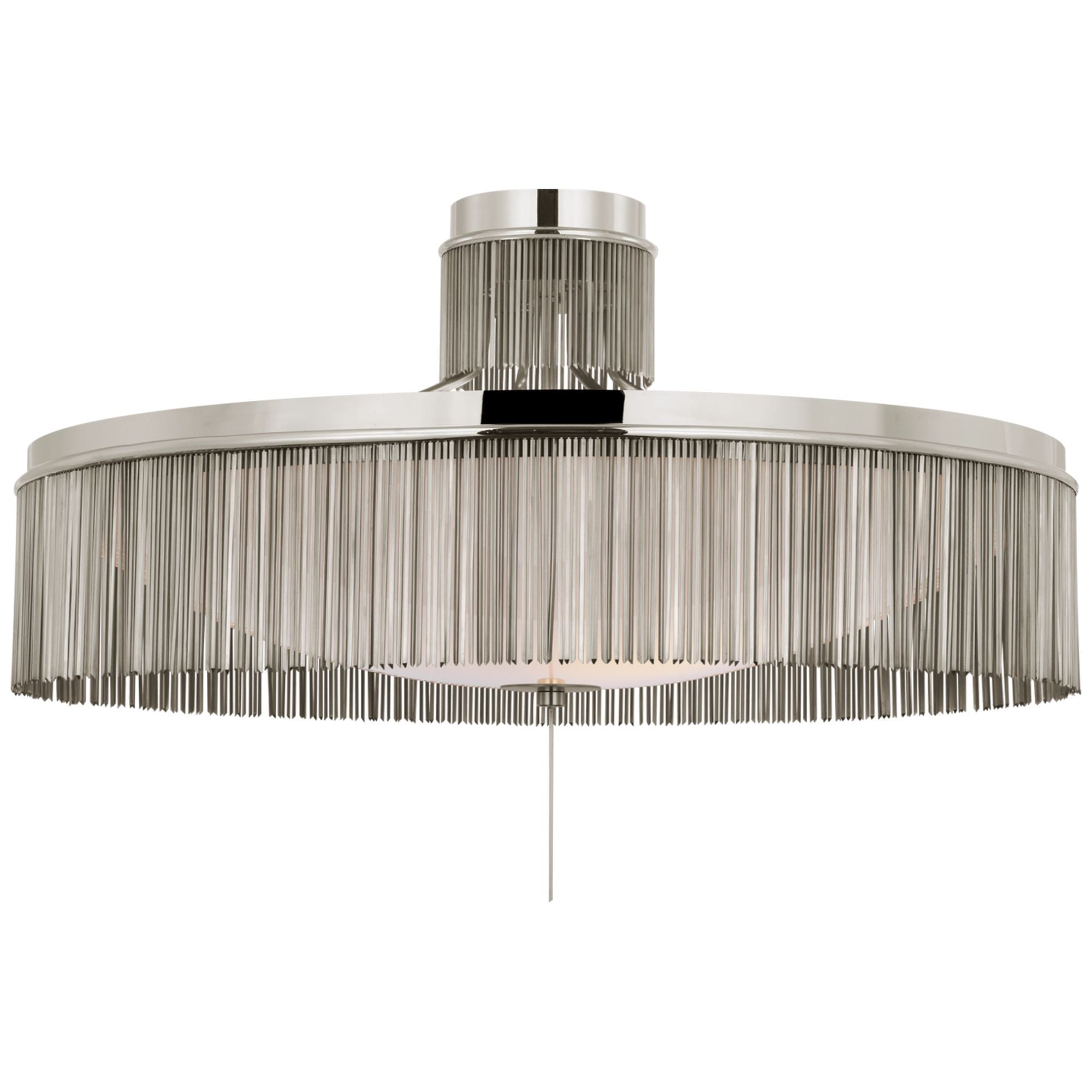 Fisher Weisman Sutton 32" Flush Mount in Polished Nickel with White Glass Ceiling Light W32" x H21"