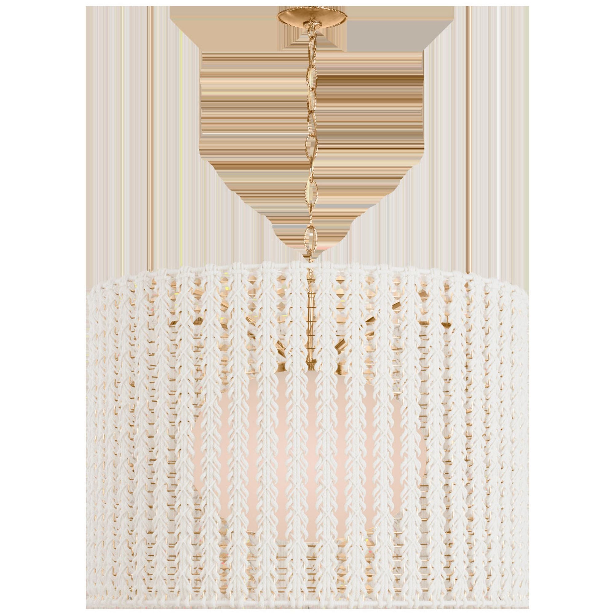 Fisher Weisman Catania 40" Hanging Shade in Antique-Burnished Brass with Cream Braided Rope Ceiling Light W39.25" x H29.25"