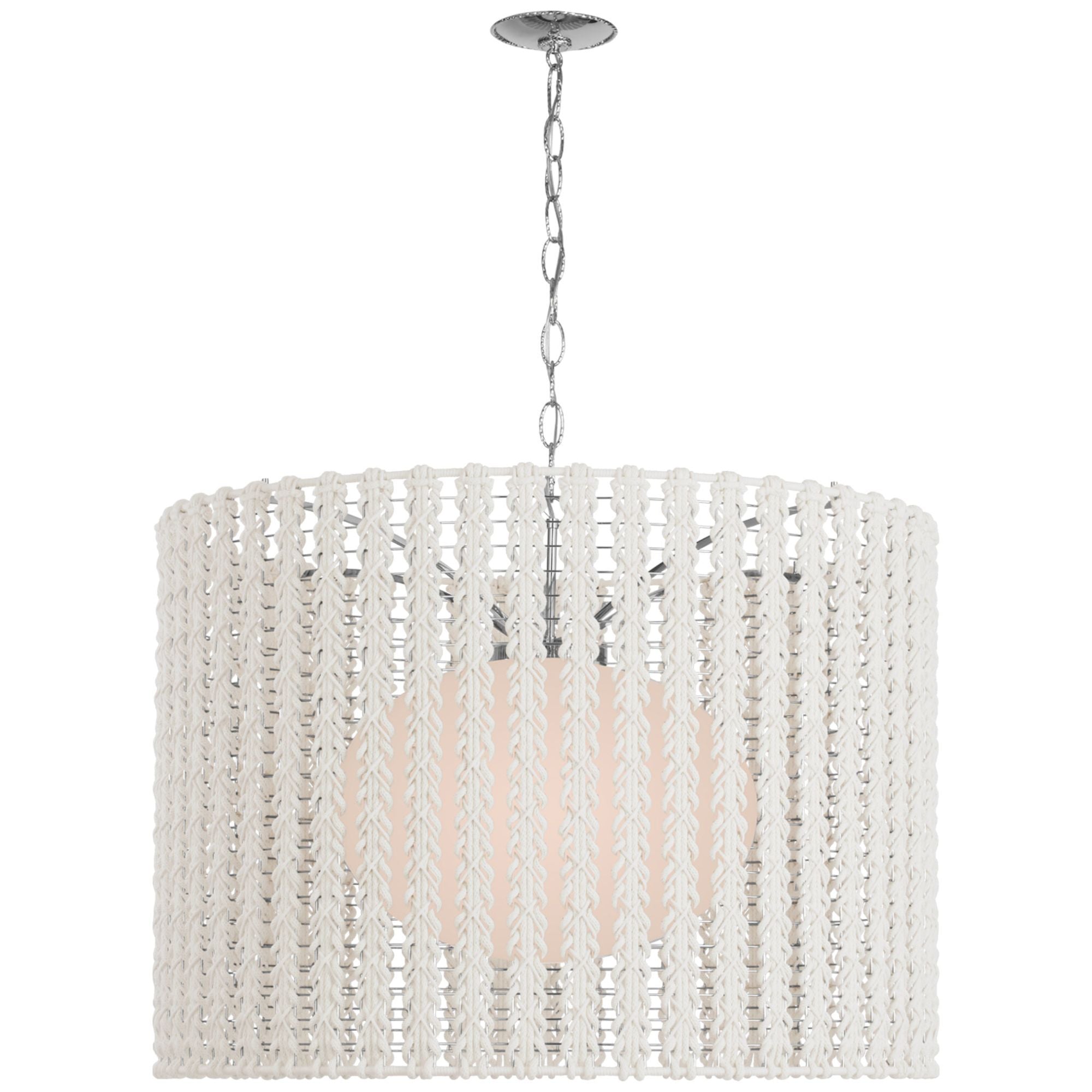 Fisher Weisman Catania 40" Hanging Shade in Polished Nickel with Cream Braided Rope Ceiling Light W39.25" x H29.25"