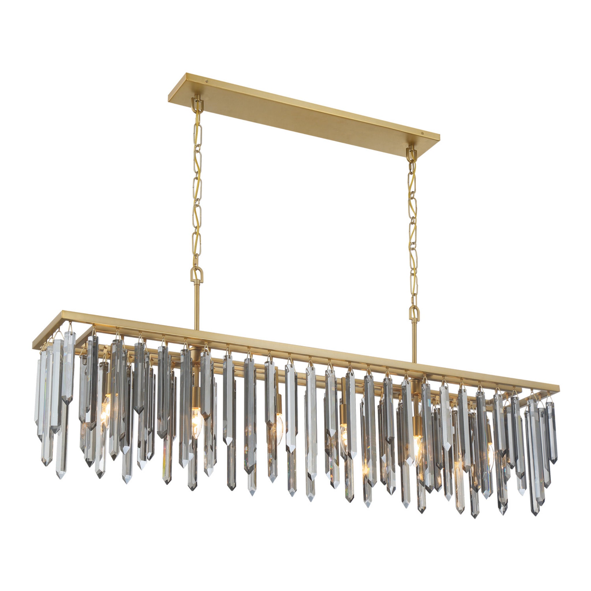 Gemma 52'' Modern Gold Linear Chandelier Black 52"W x 20.75"H x 9.25"D