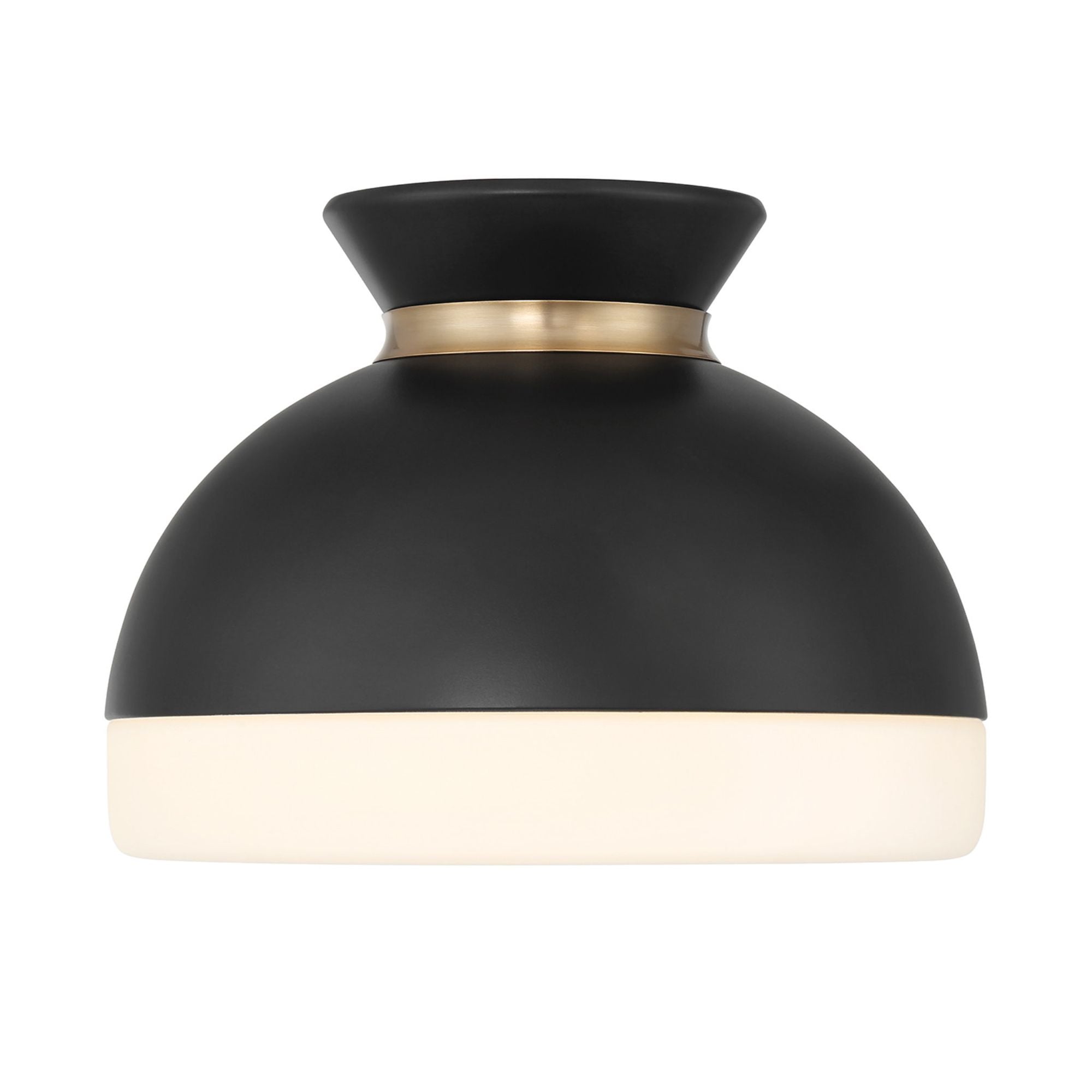 Brian Patrick Flynn Gidget 1 Light Matte Black + Vibrant Gold Flush Mount Glass Shade 10.25"W x 7.5"H x 10.25"D