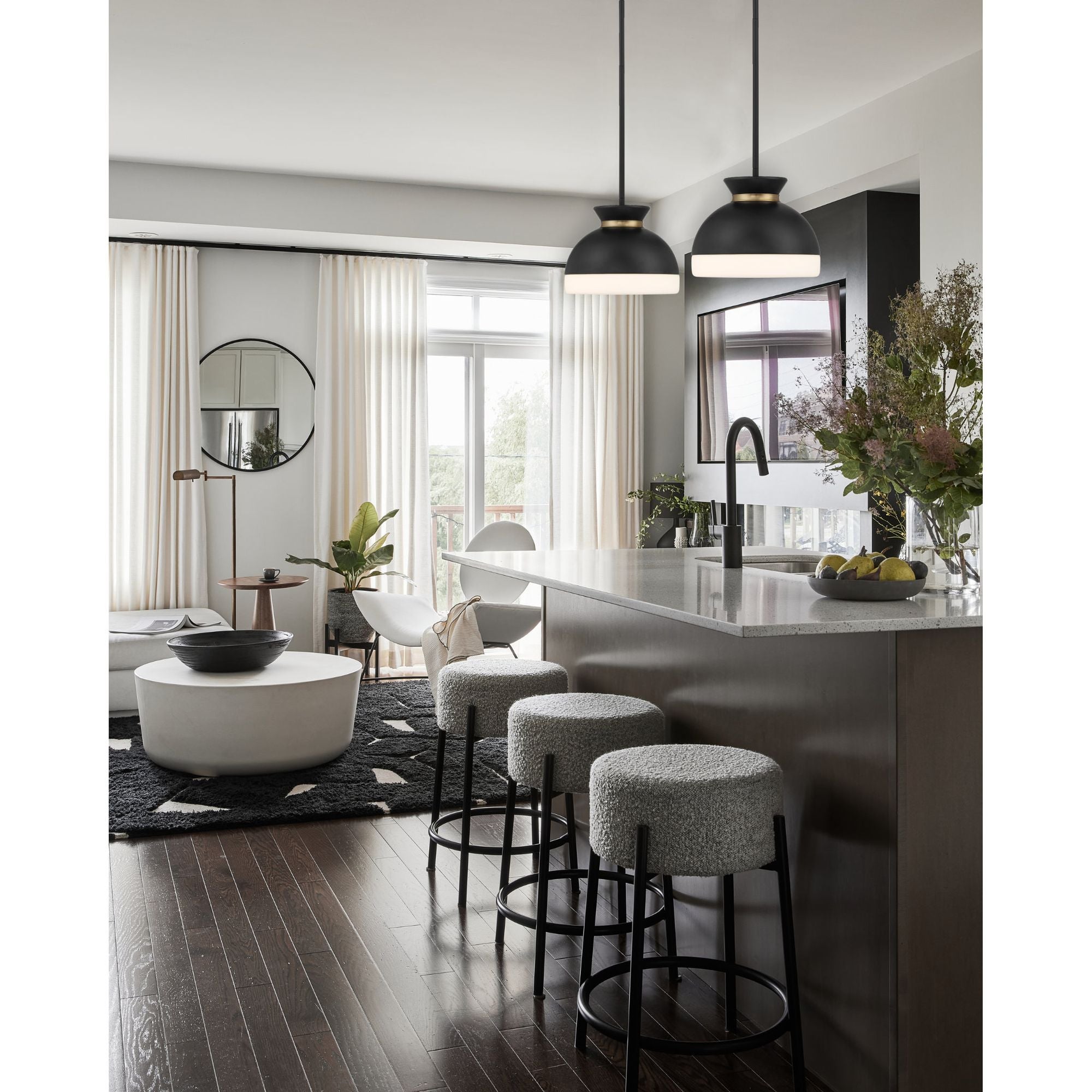 Brian Patrick Flynn Gidget 10.25'' Matte Black + Vibrant Gold Pendant Black 10.25"W x 8.5"H x 10.25"D