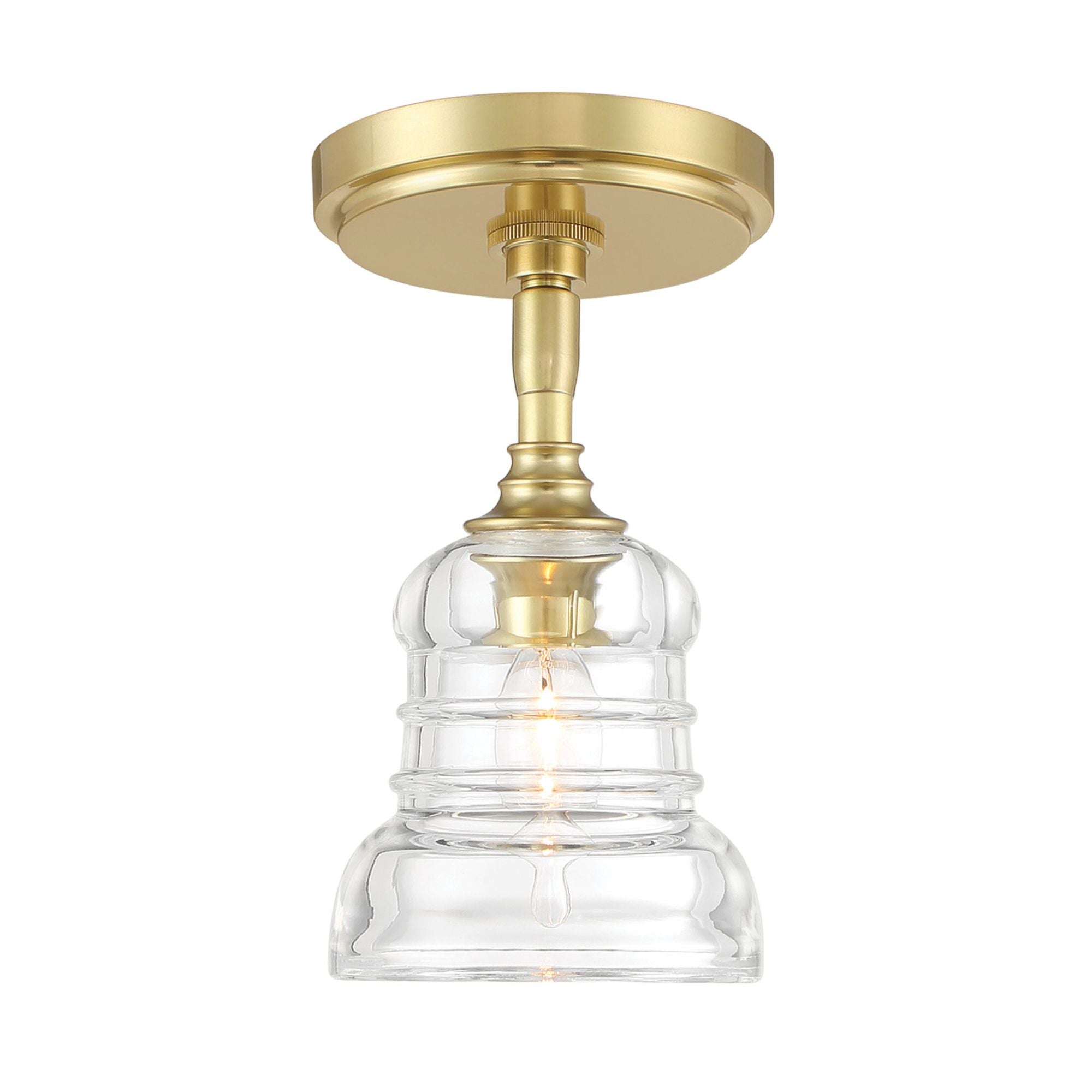 Gregory 5'' Aged Brass Semi Flush Mount Gold 5"W x 9.5"H x 5"D