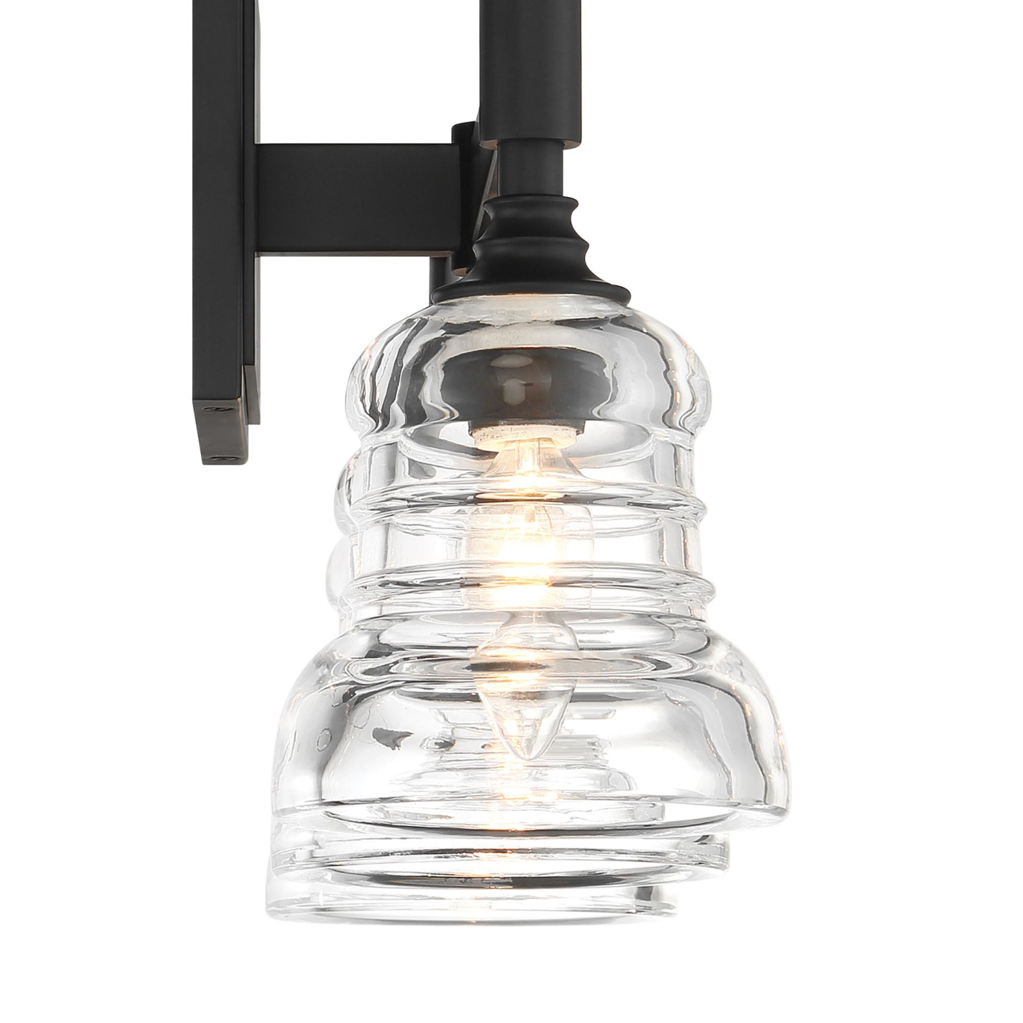 Gregory 3 Light Matte Black Bathroom Vanity Clear Glass 23.75"W x 9.75"H x 5.75"D