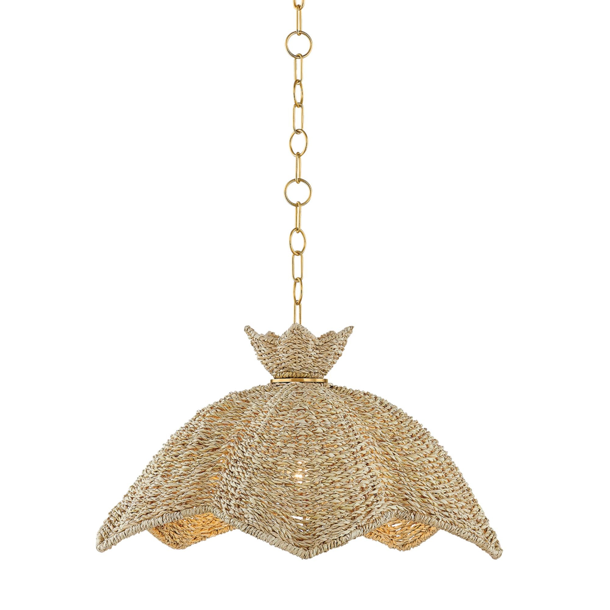 Solie 1-Light Pendant in Aged Brass 22W x 12H