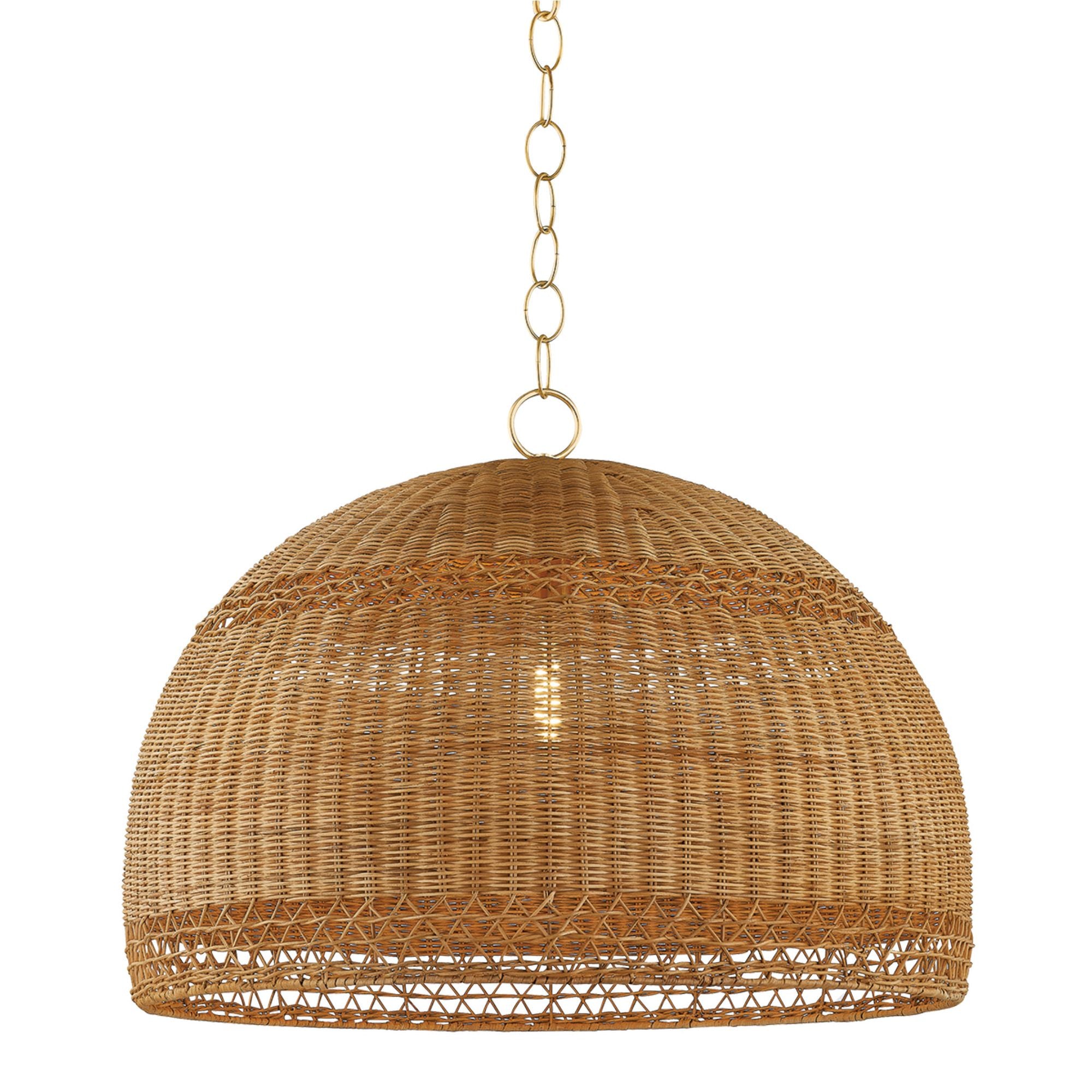April 1-Light Pendant in Aged Brass 28W x 20.75H