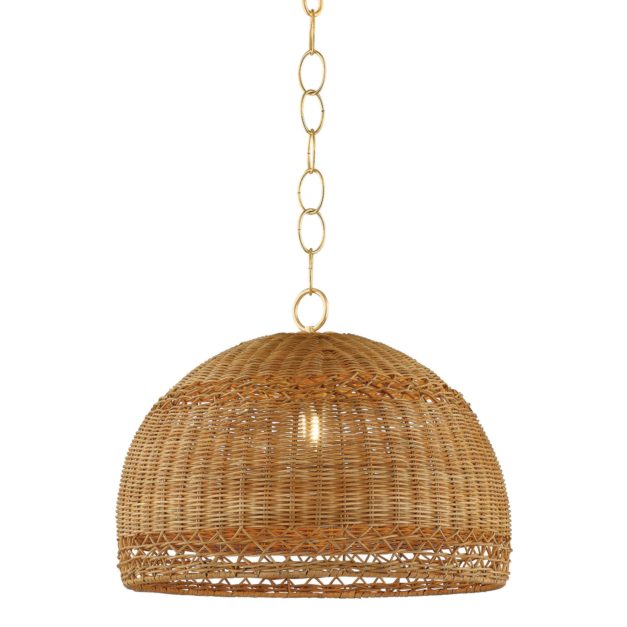 April 1-Light Pendant in  Aged Brass 18W x 13.5H