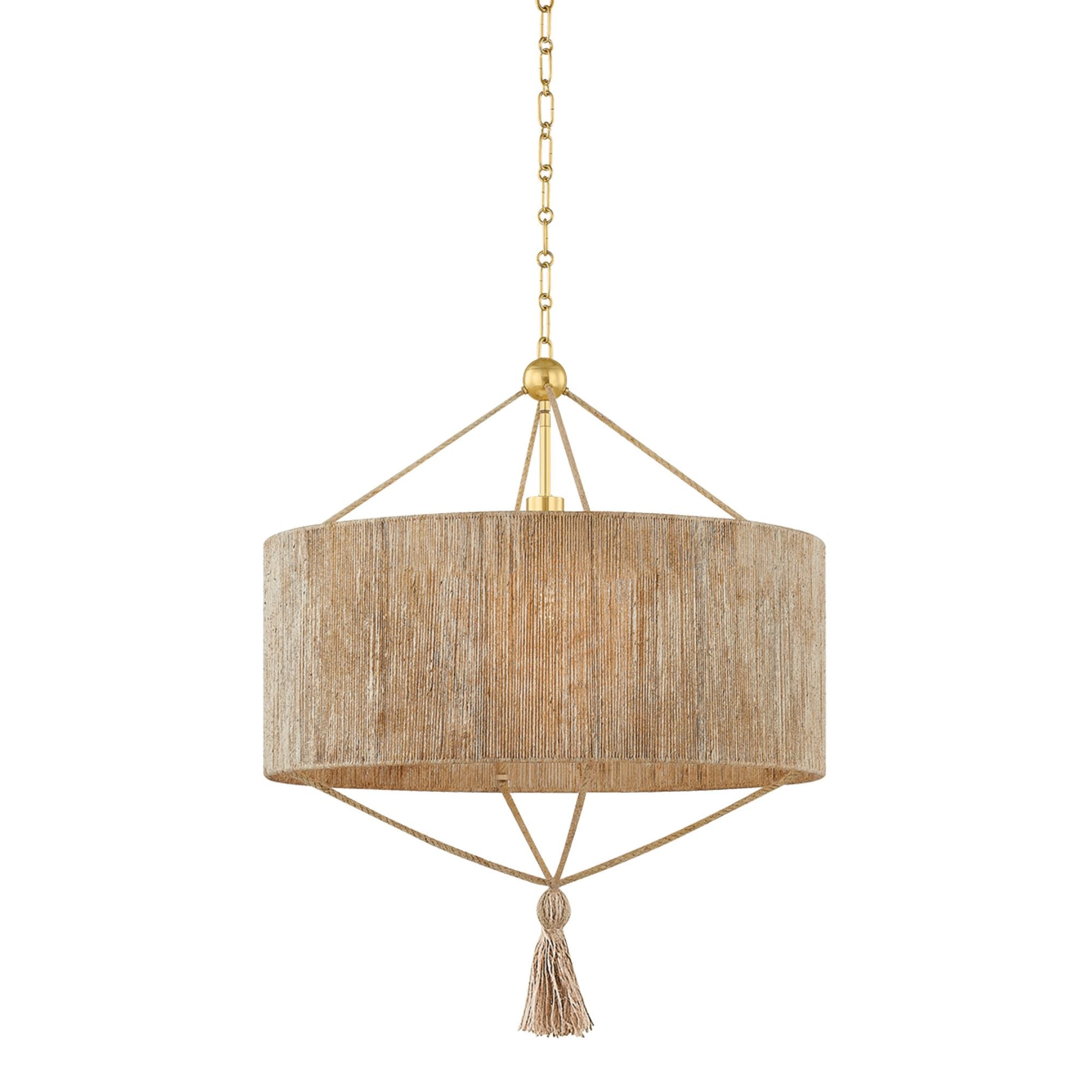 Reyn 1-Light Pendant in  Aged Brass by  Mandy Cheng 24W x 28.75H