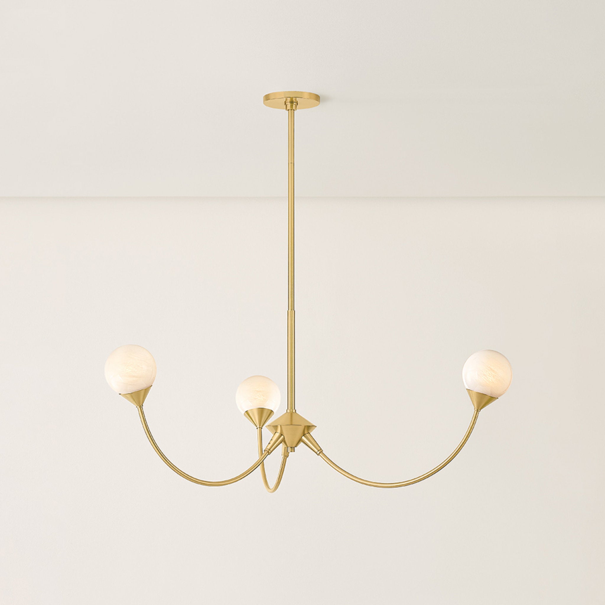 Natasha 3-Light Chandelier in Aged Brass 36W x 14.25H
