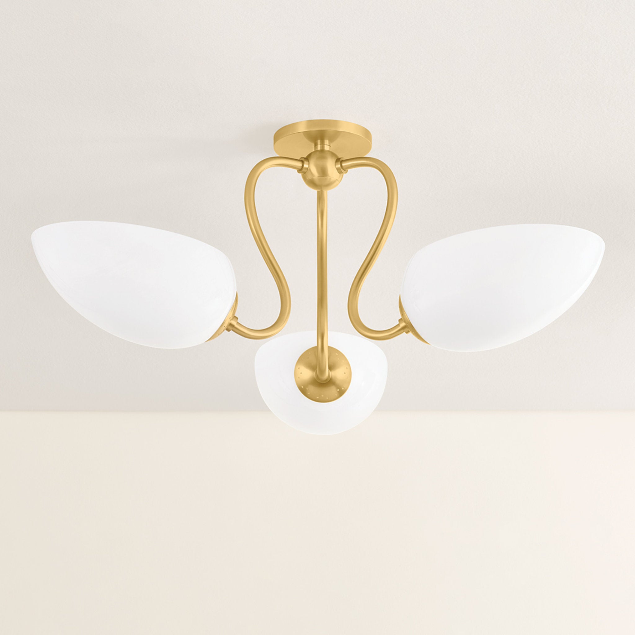 Reva 3-Light Semi Flush in Aged Brass 27.5W x 11.75H
