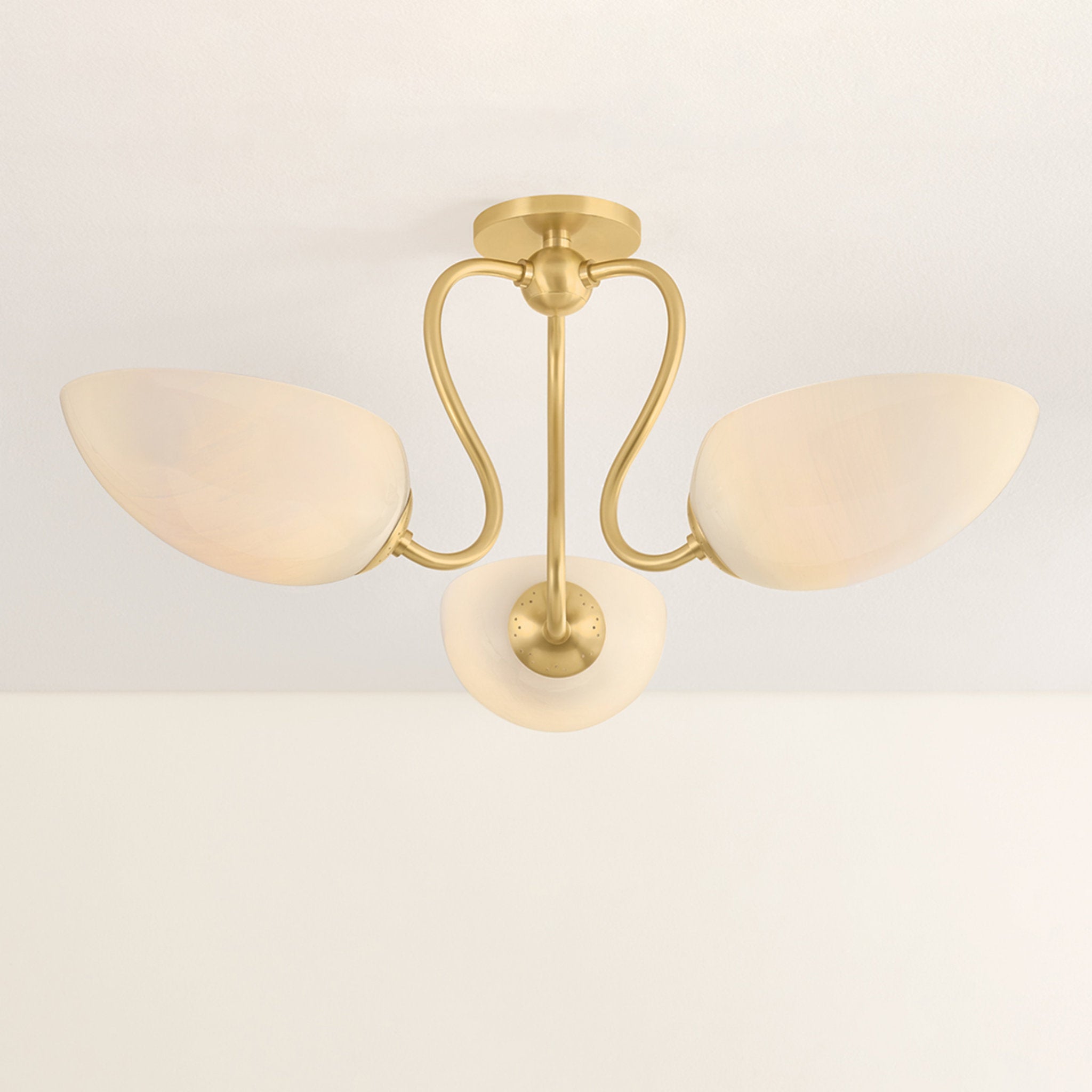 Reva 3-Light Semi Flush in Aged Brass 27.5W x 11.75H