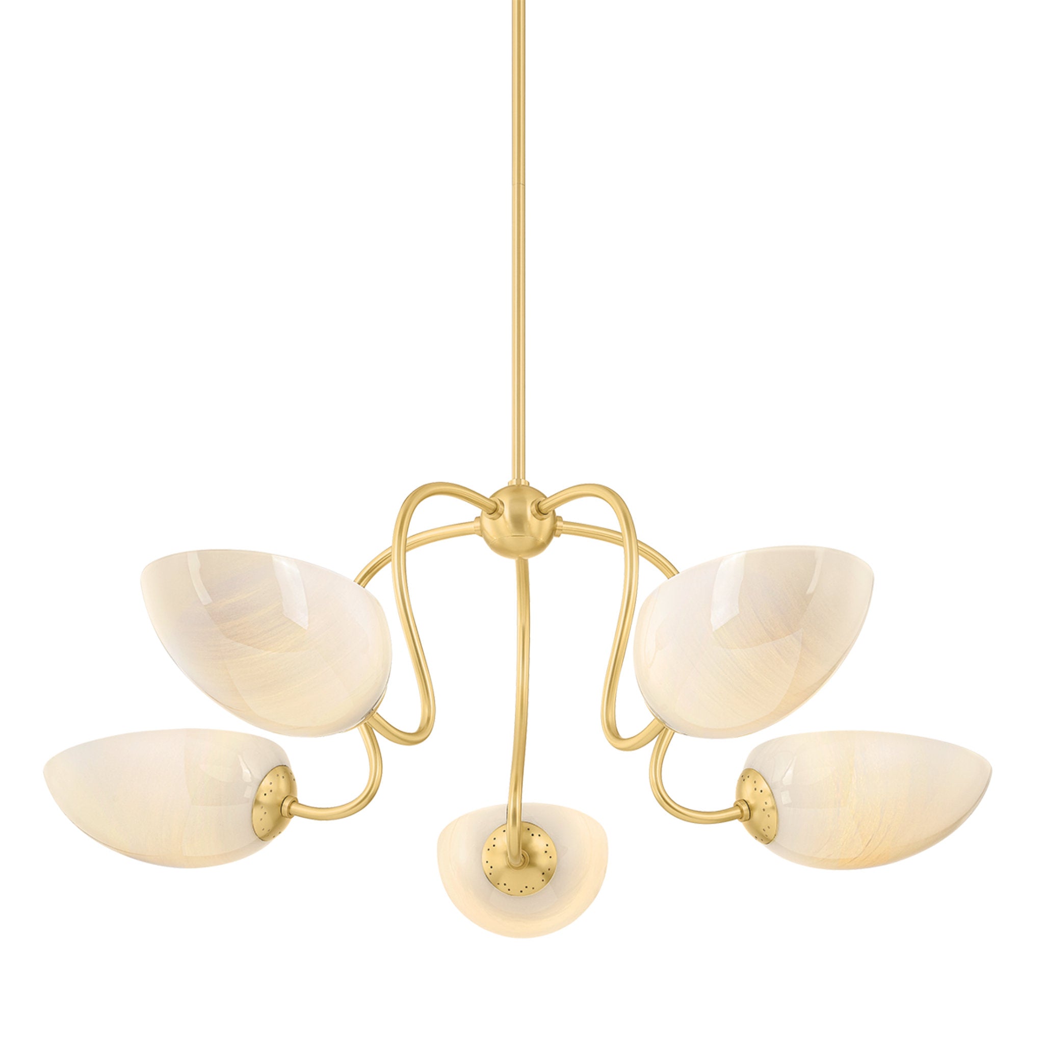 Reva 5-Light Chandelier in Aged Brass 34W x 13H