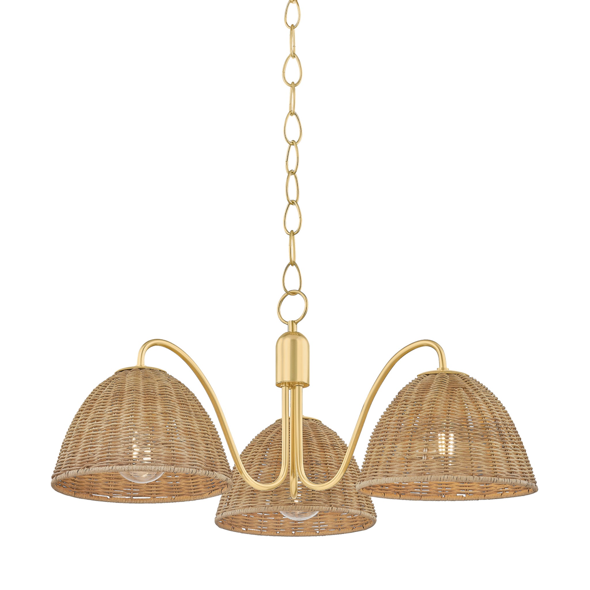 Katniss 3-Light Chandelier in Aged Brass 28W x 11.75H
