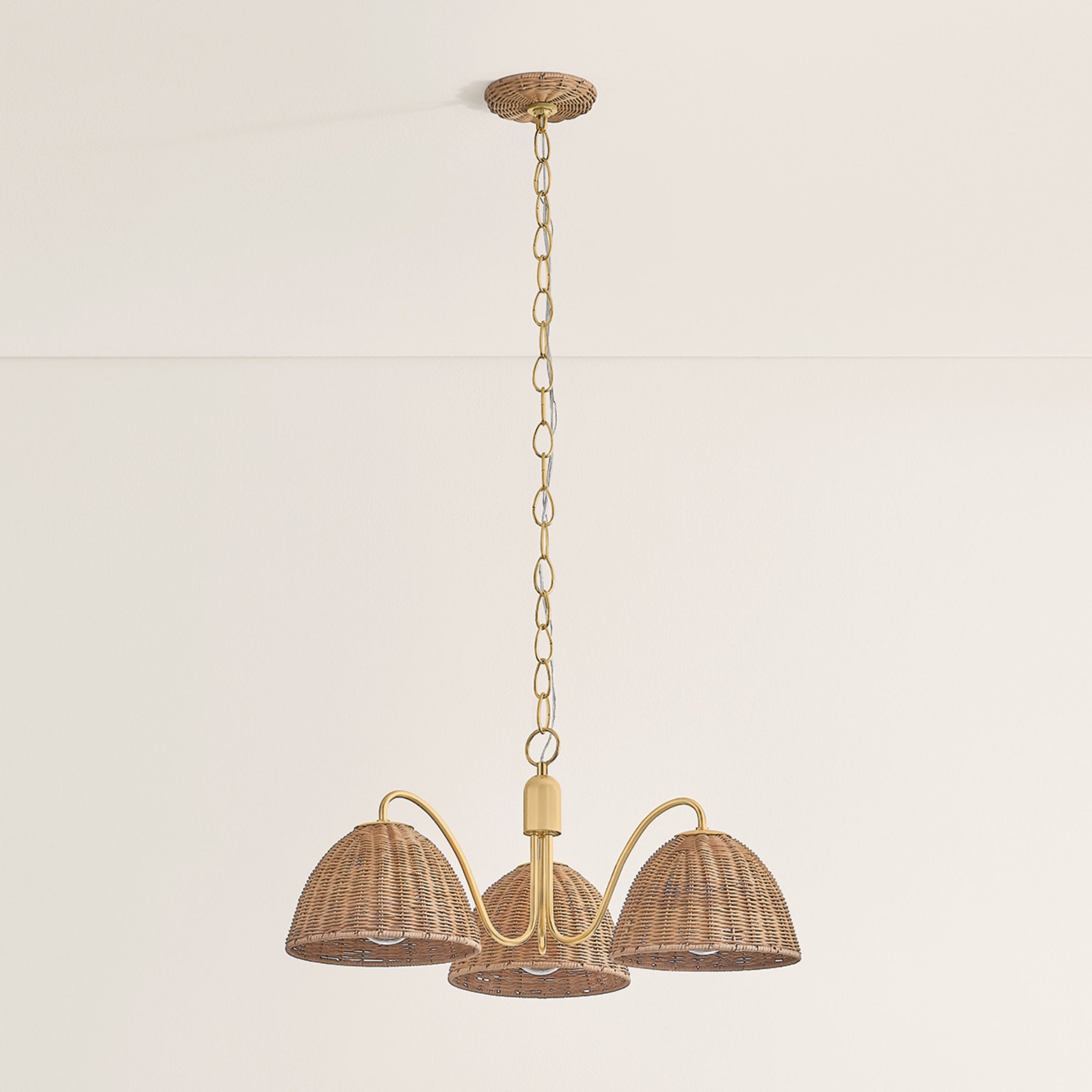 Katniss 3-Light Chandelier in Aged Brass 28W x 11.75H