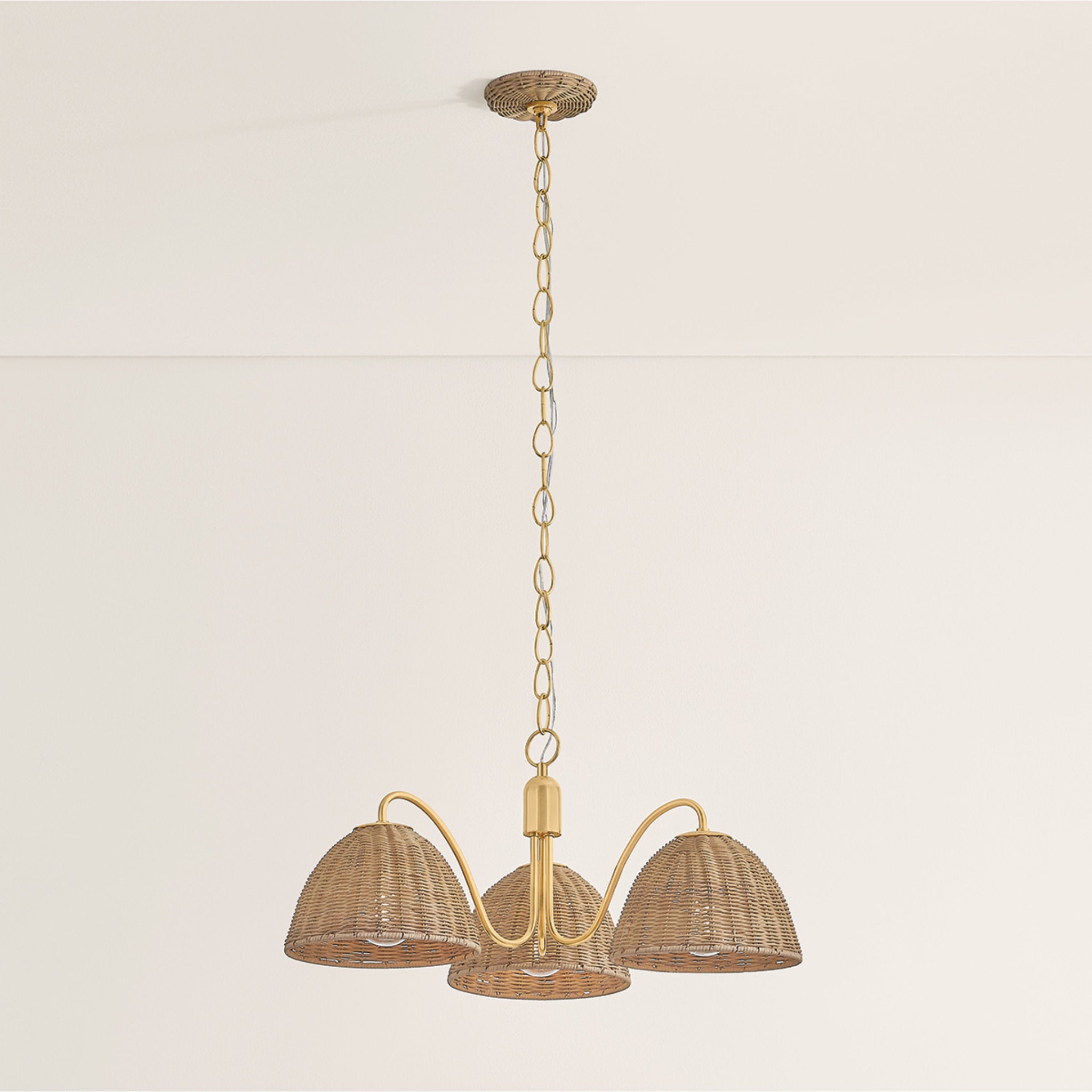 Katniss 3-Light Chandelier in Aged Brass 28W x 11.75H