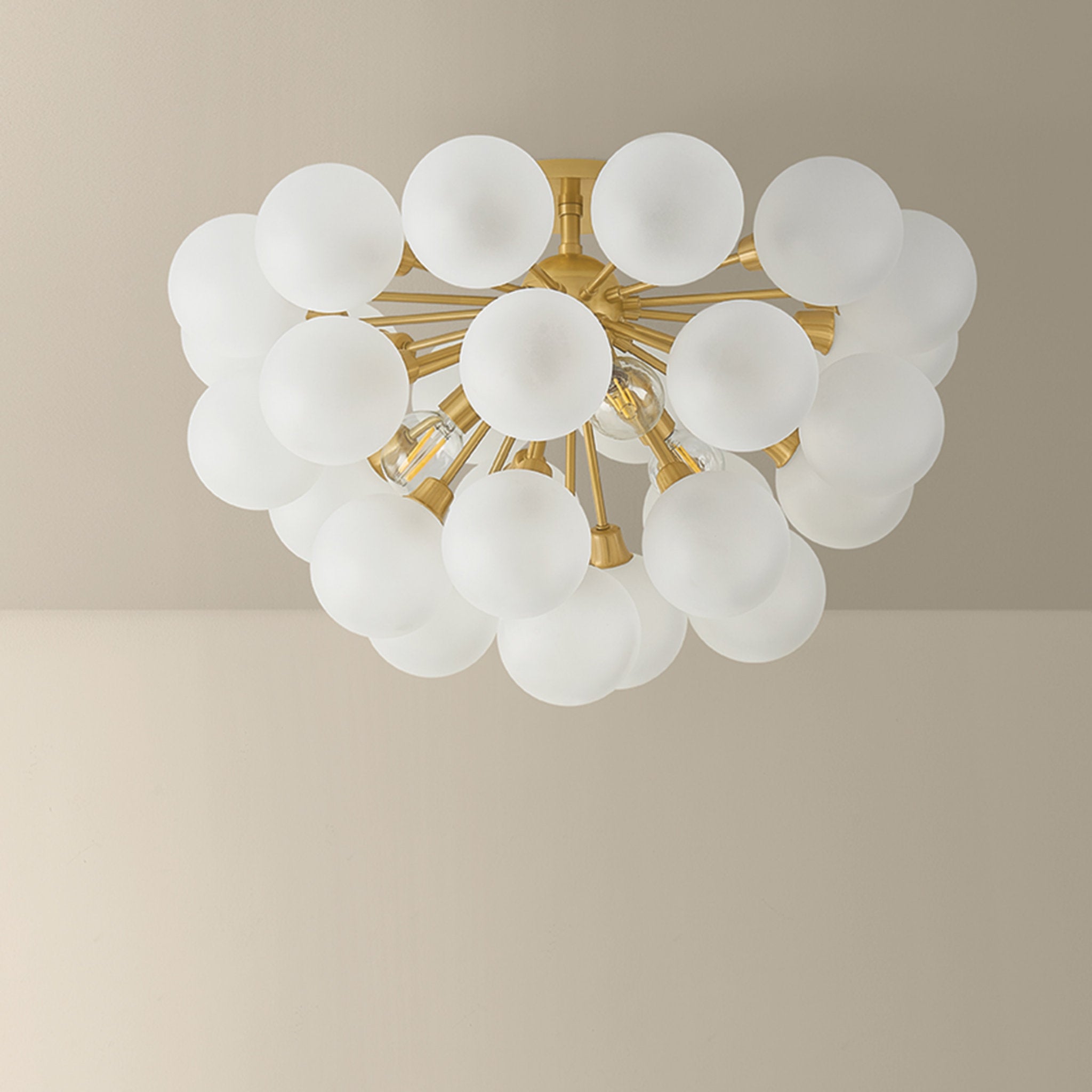 Antoneta 3-Light Semi Flush in Aged Brass 20.5W x 13.25H