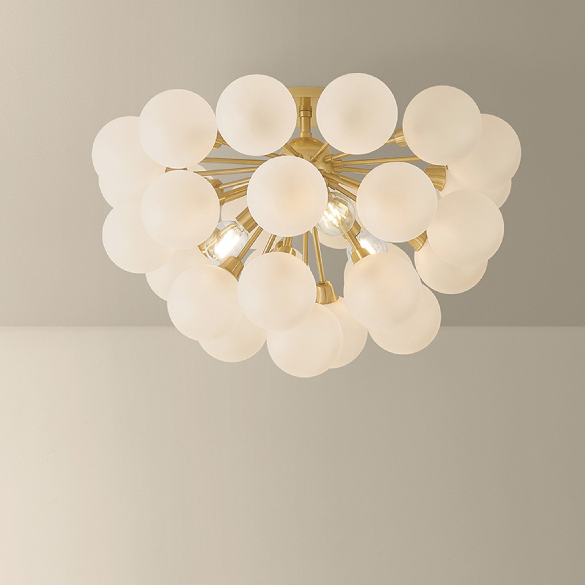 Antoneta 3-Light Semi Flush in Aged Brass 20.5W x 13.25H