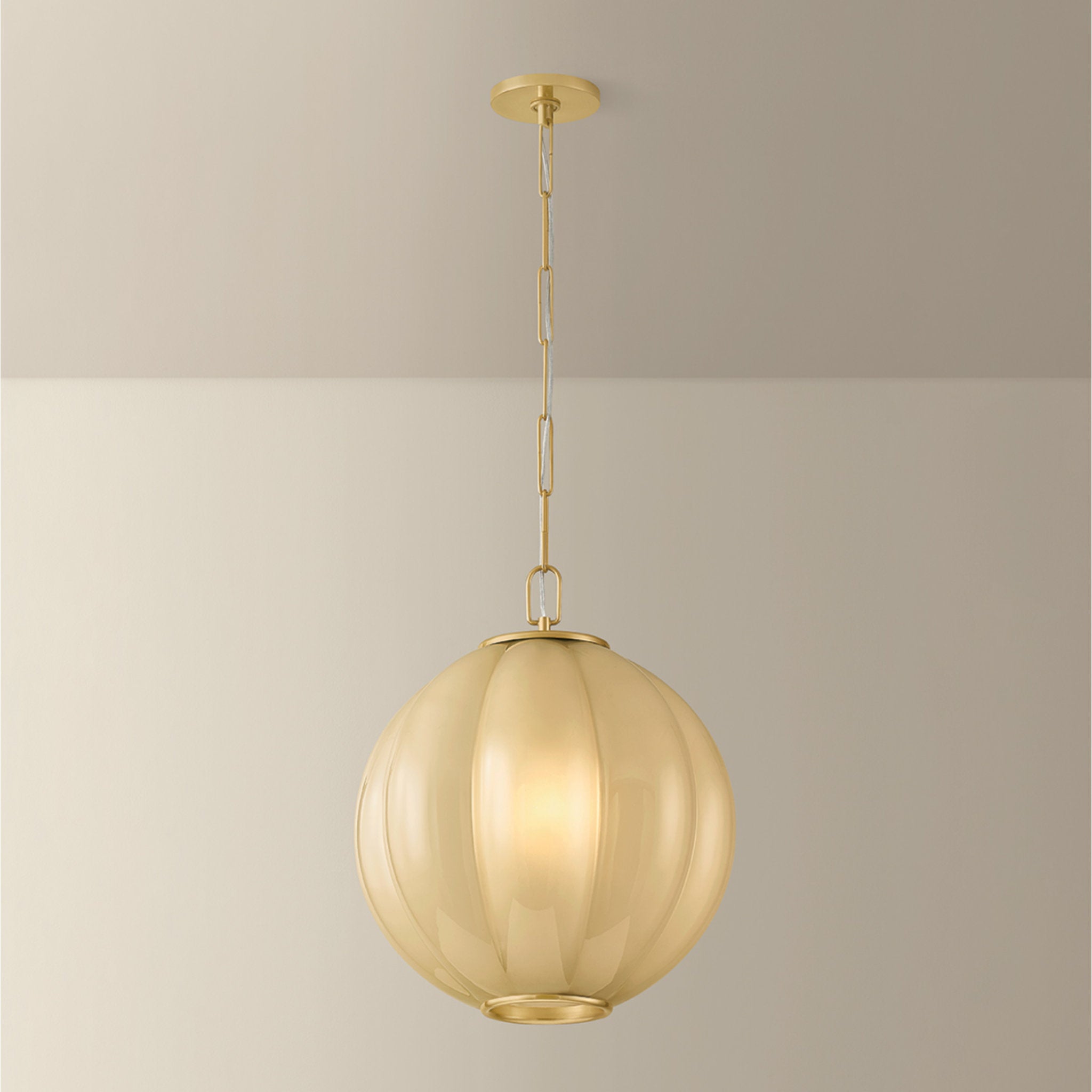 Bernadine 1-Light Pendant in Aged Brass 15.5W x 18.5H