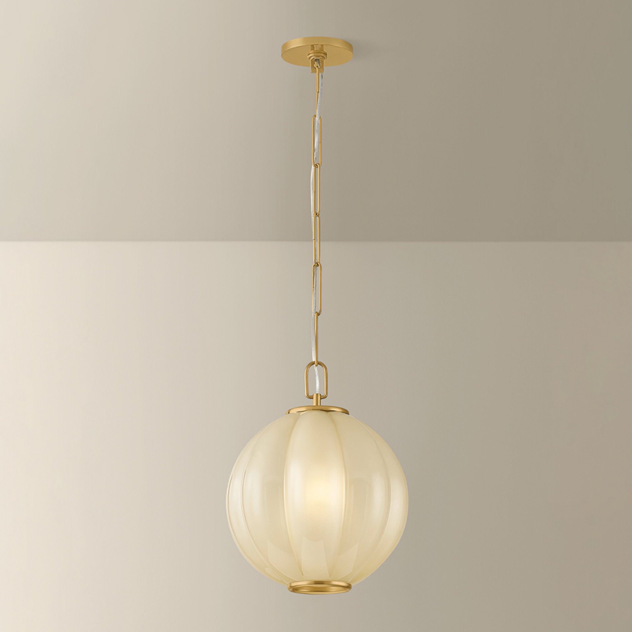 Bernadine 1-Light Pendant in Aged Brass 11.5W x 14.75H