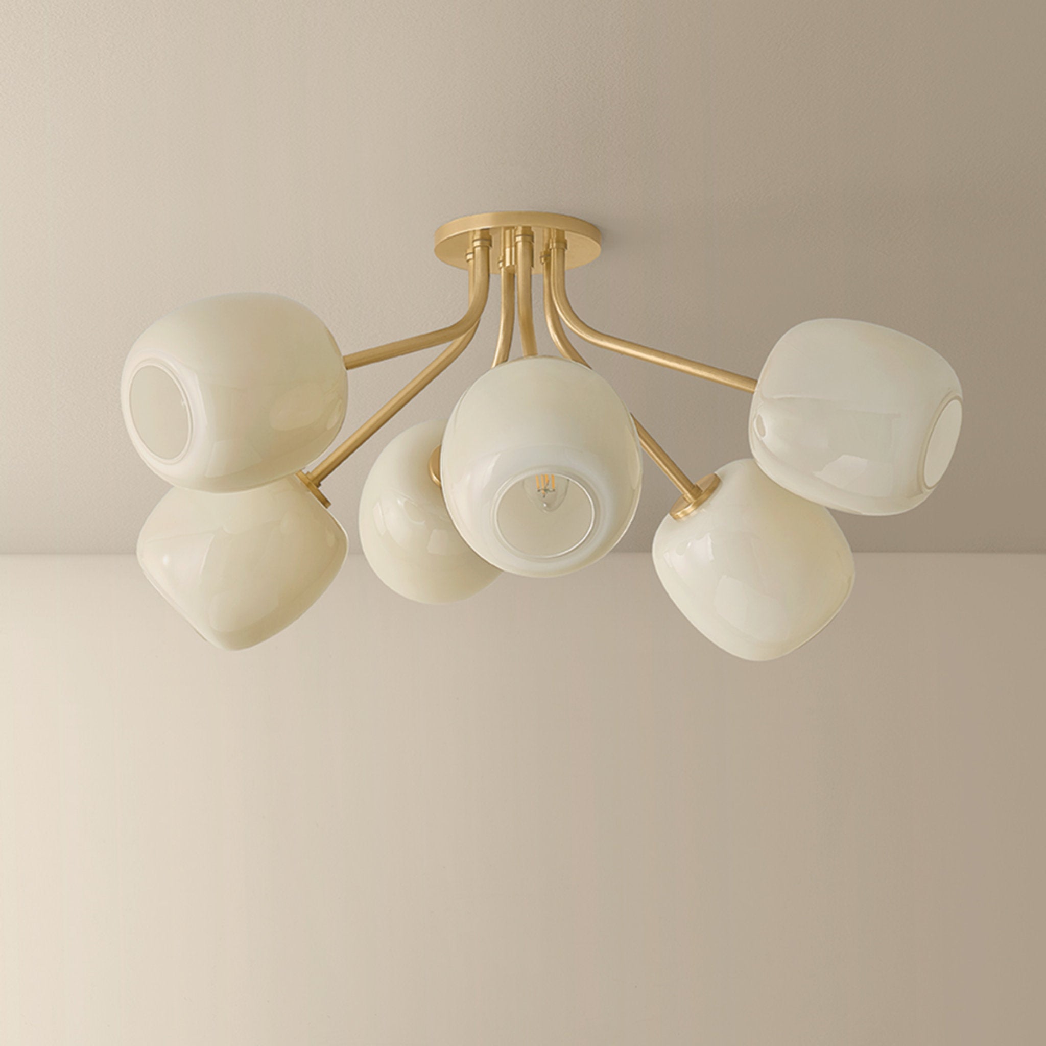 Lisette 6-Light Semi Flush in Aged Brass 29.25W x 13.25H
