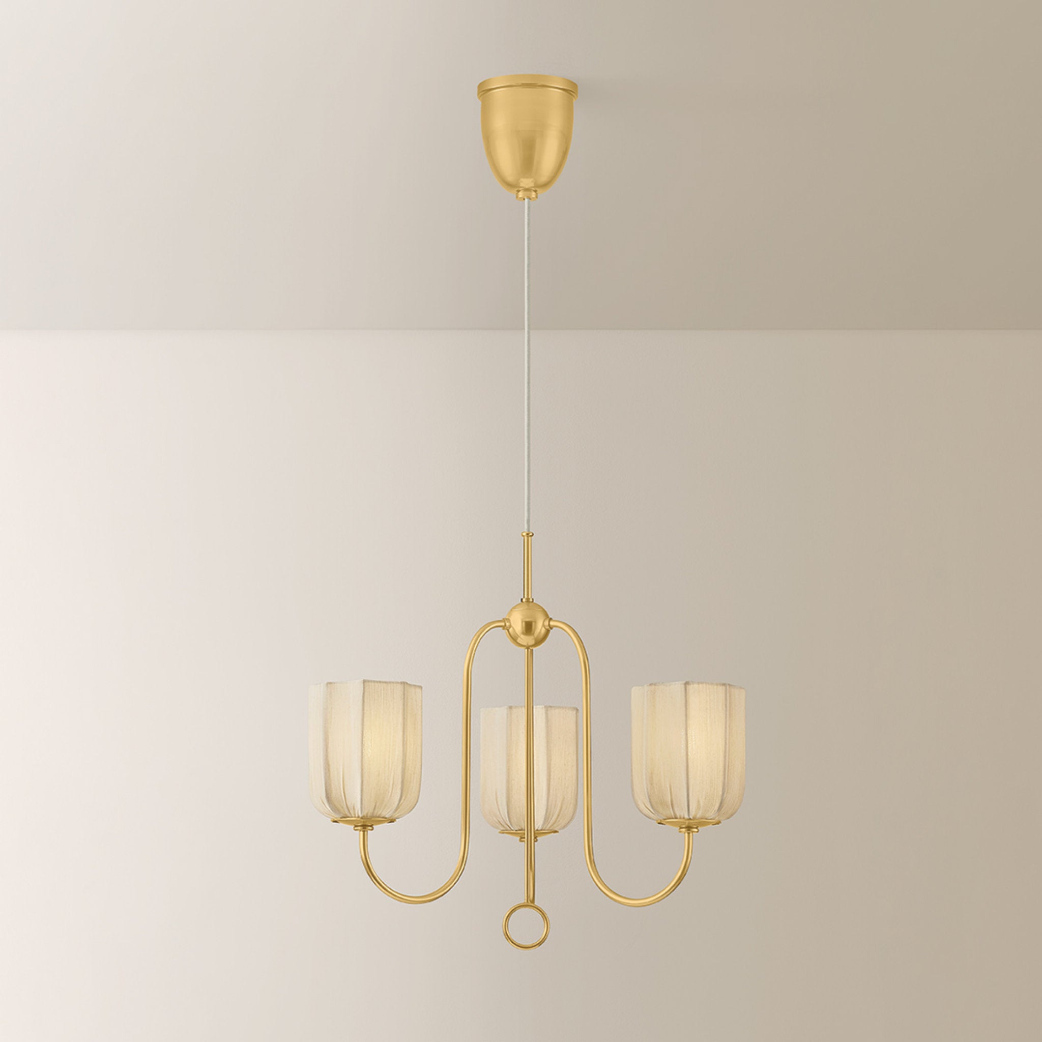 Samantha 3-Light Chandelier in Aged Brass 21W x 19H