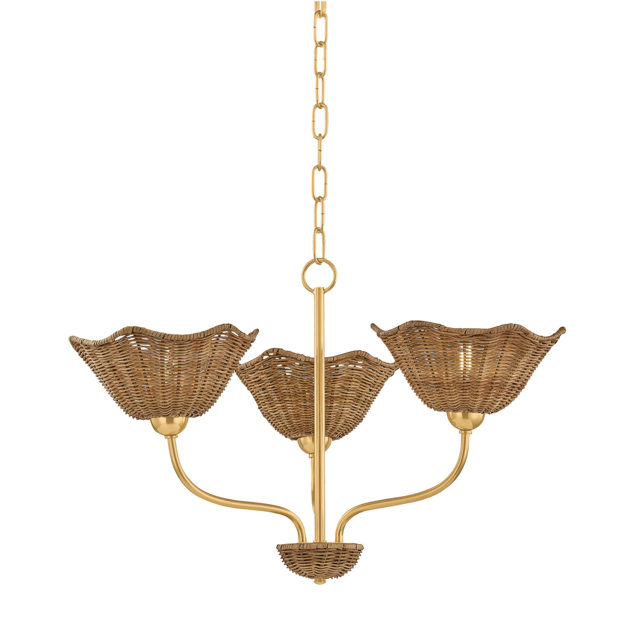 Kehlani 3-Light Chandelier in Aged Brass 24W x 15.5H