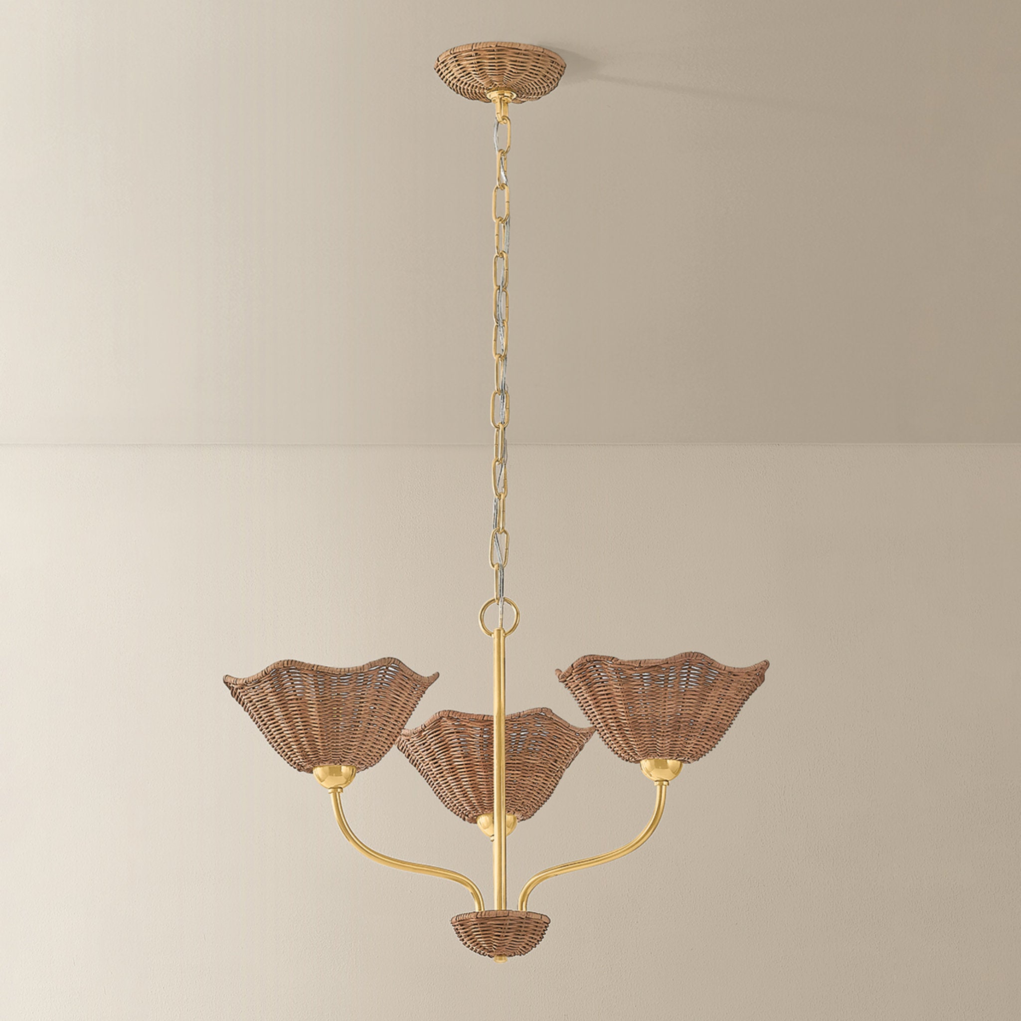 Kehlani 3-Light Chandelier in Aged Brass 24W x 15.5H