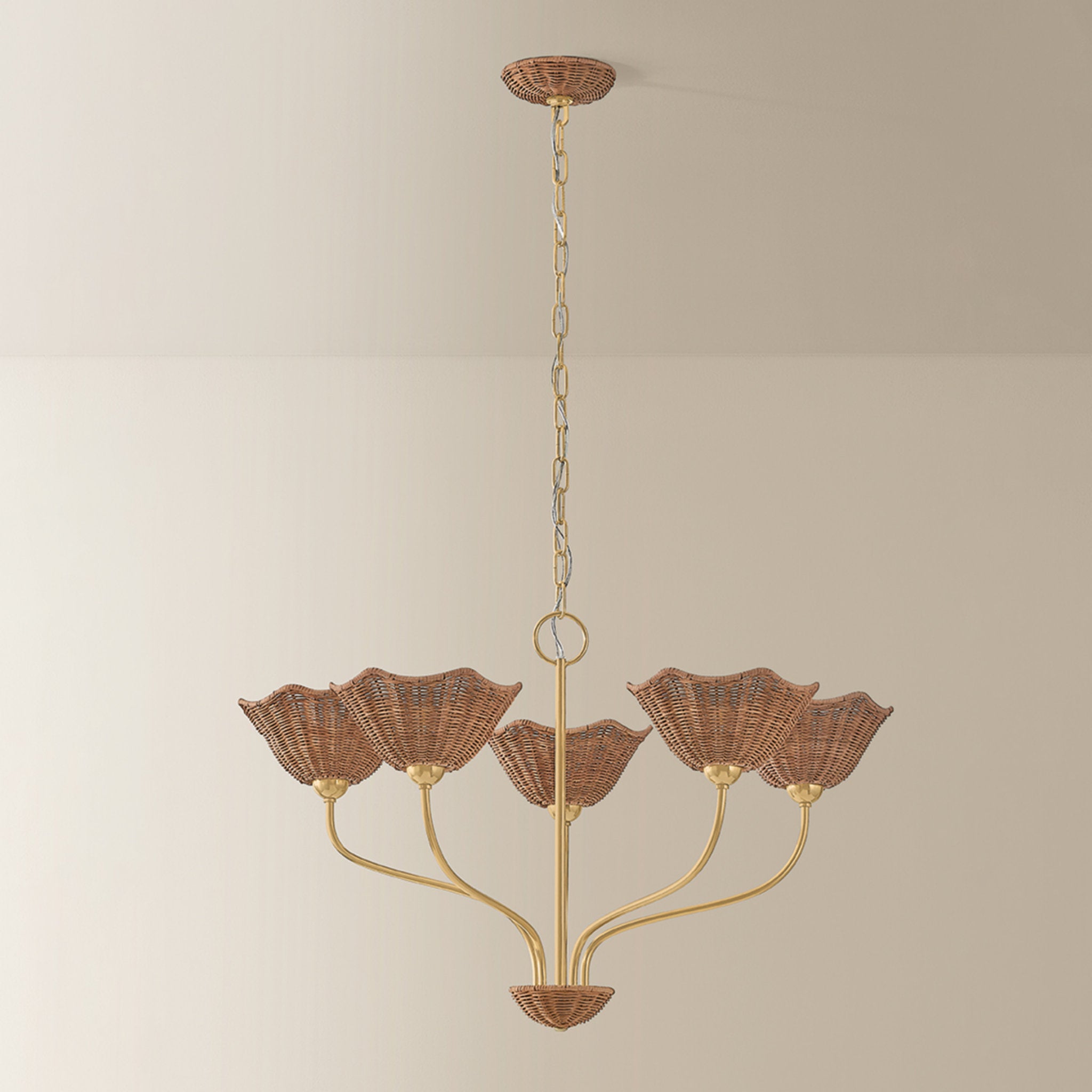 Kehlani 5-Light Chandelier in Aged Brass 32.5W x 19.75H