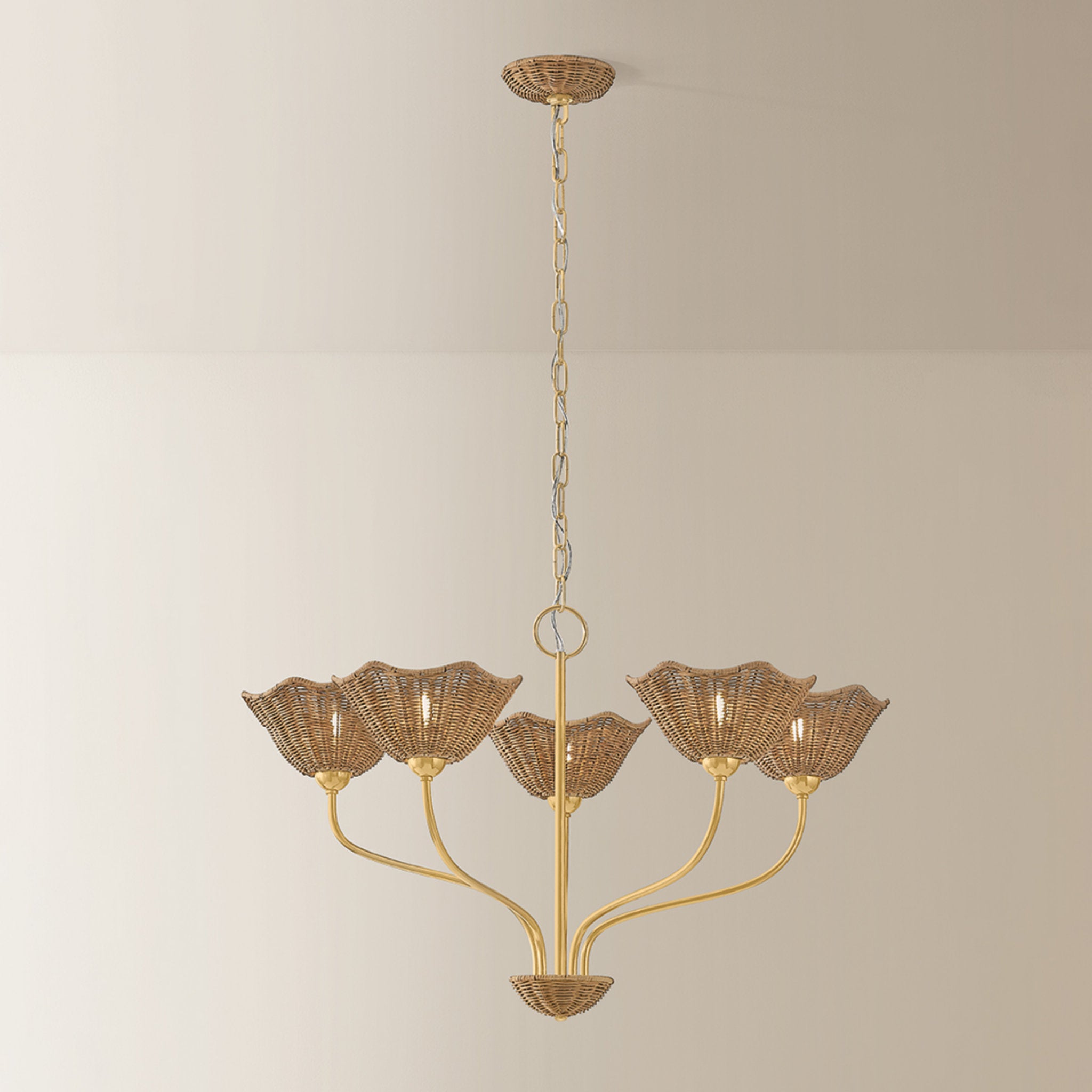 Kehlani 5-Light Chandelier in Aged Brass 32.5W x 19.75H