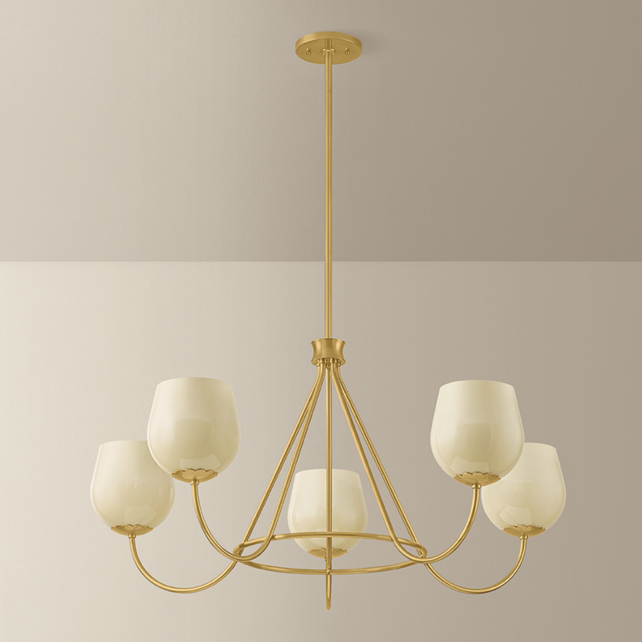 Genevieve 1-Light Chandelier in Aged Brass 34.25W x 17.25H