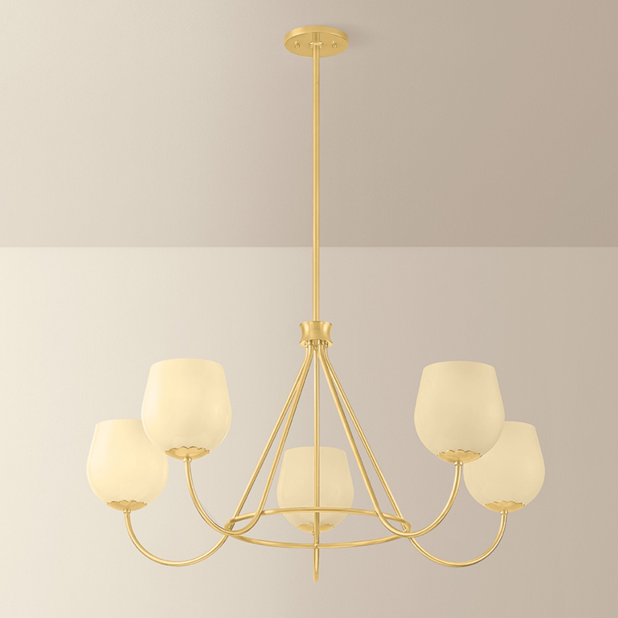 Genevieve 1-Light Chandelier in Aged Brass 34.25W x 17.25H