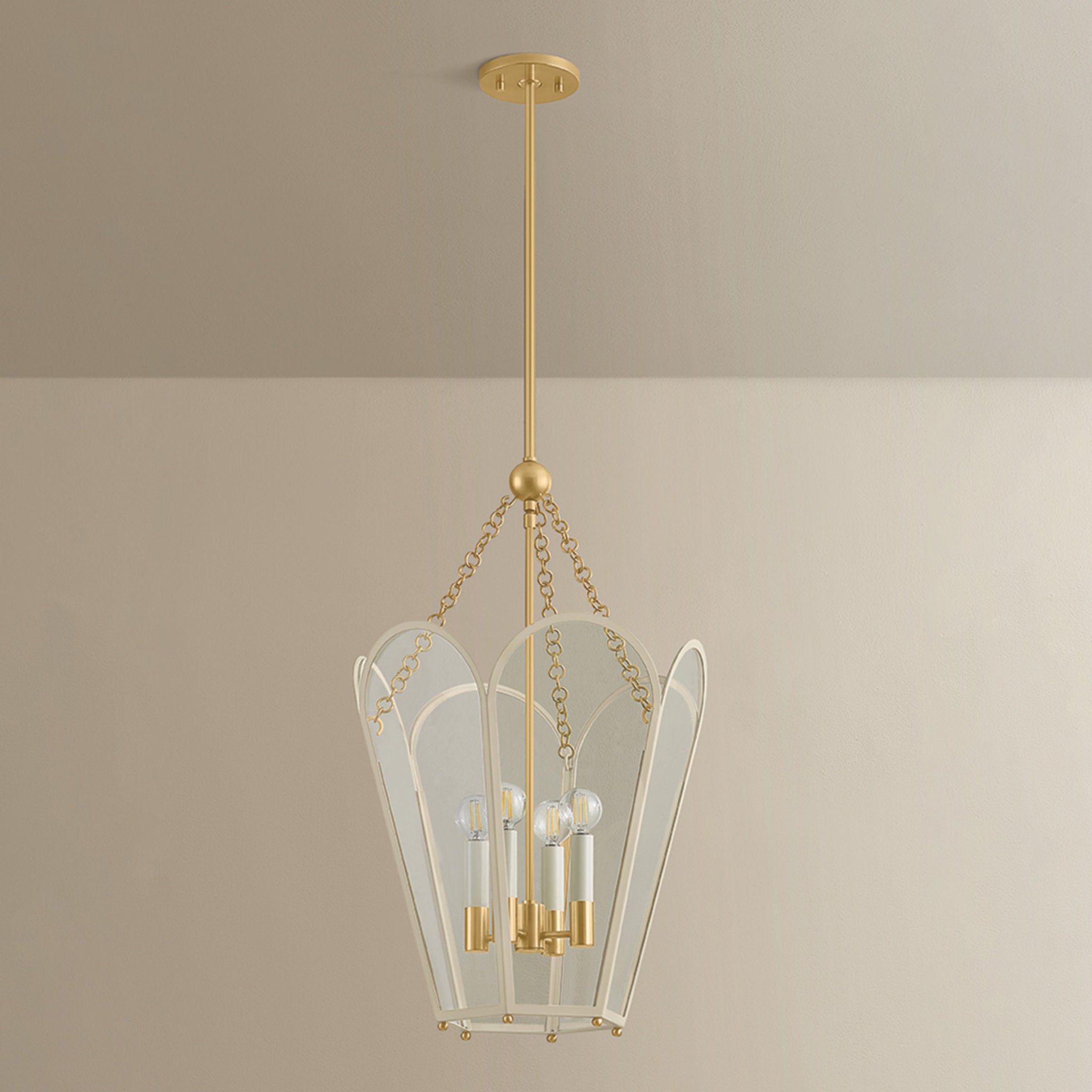 Clarisse 4-Light Lantern in Aged Brass 16W x 26.25H (Soft Bisque)