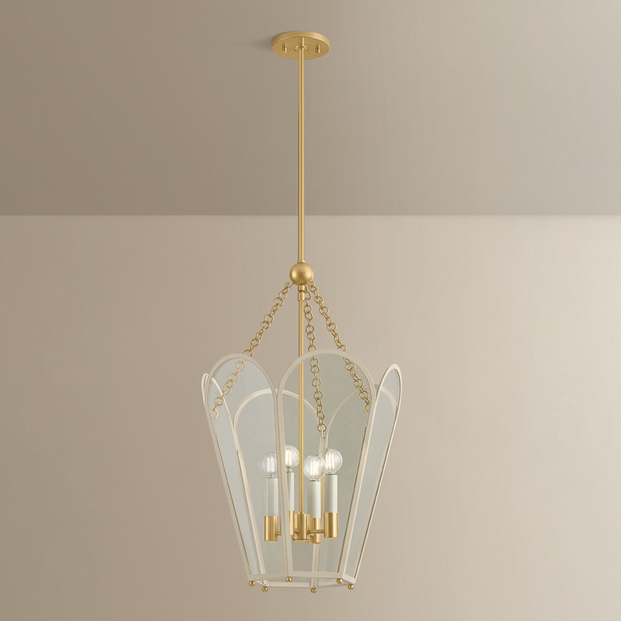 Clarisse 4-Light Lantern in Aged Brass 16W x 26.25H (Soft Bisque)